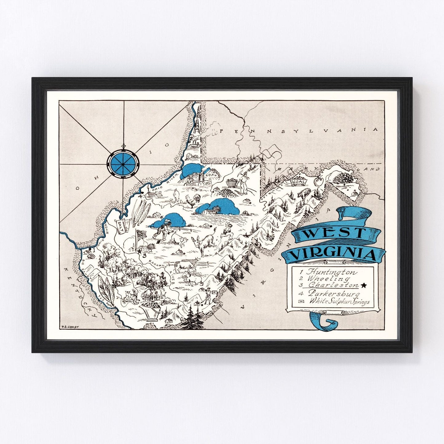 Vintage map of West Virginia, 1931 - Appalachian restored cartographic print