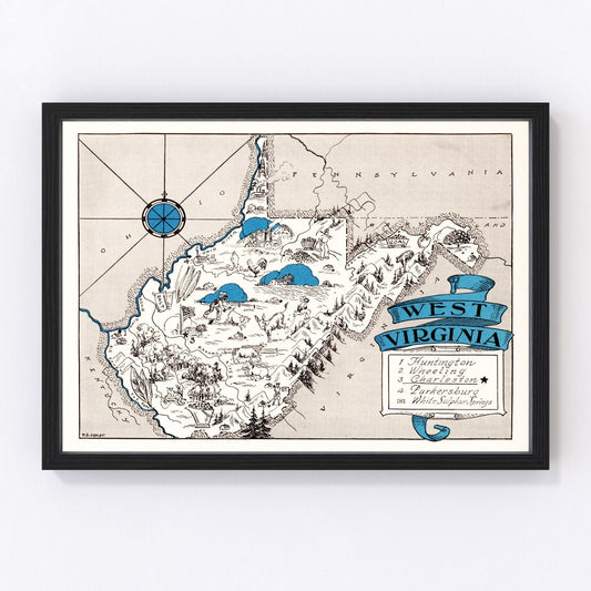 Vintage map of West Virginia, 1931 - Appalachian restored cartographic print