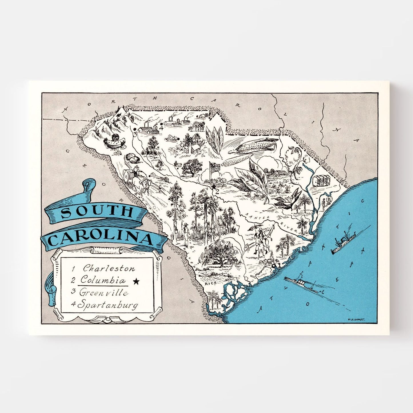 Vintage Map of South Carolina, 1931