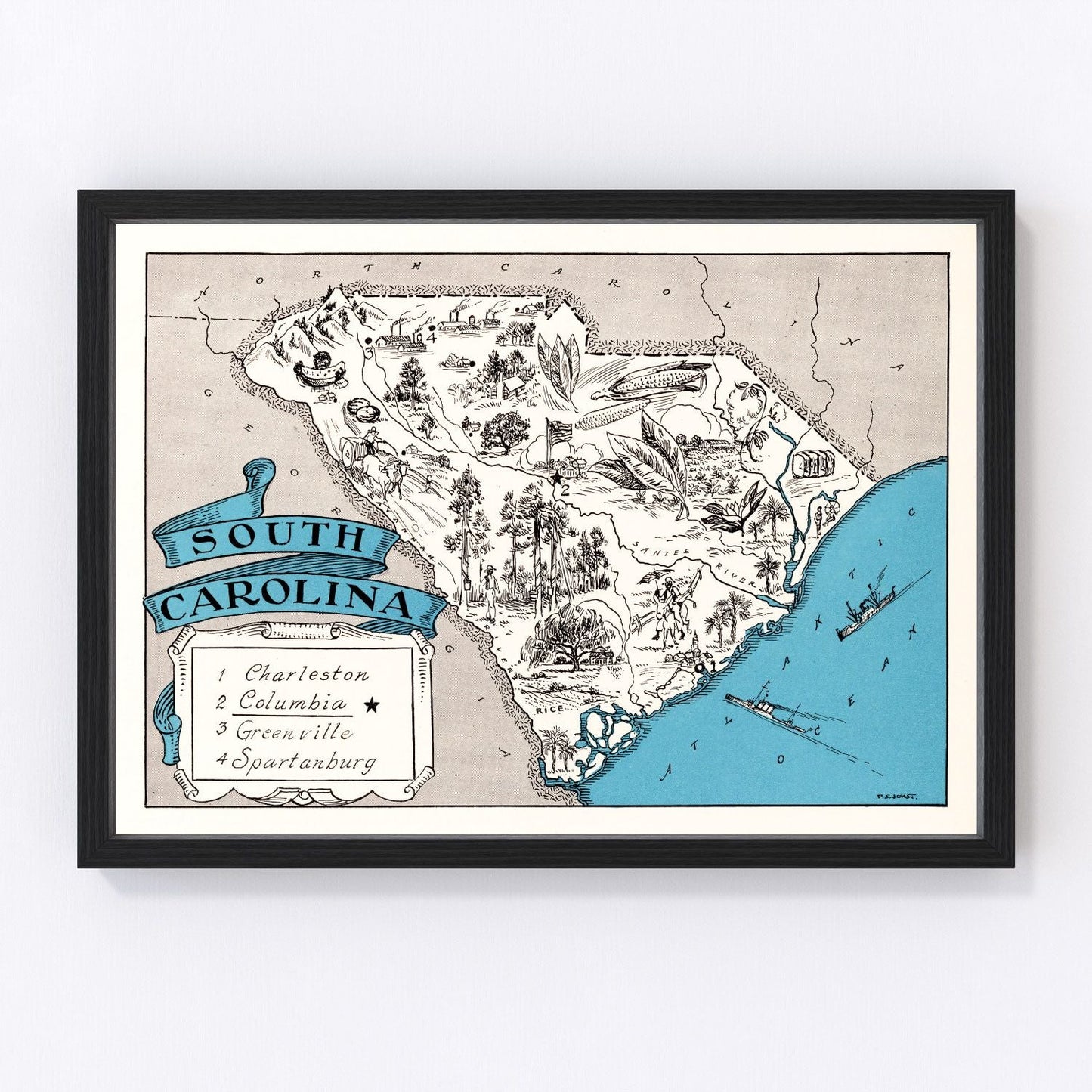 Vintage map of South Carolina, 1931