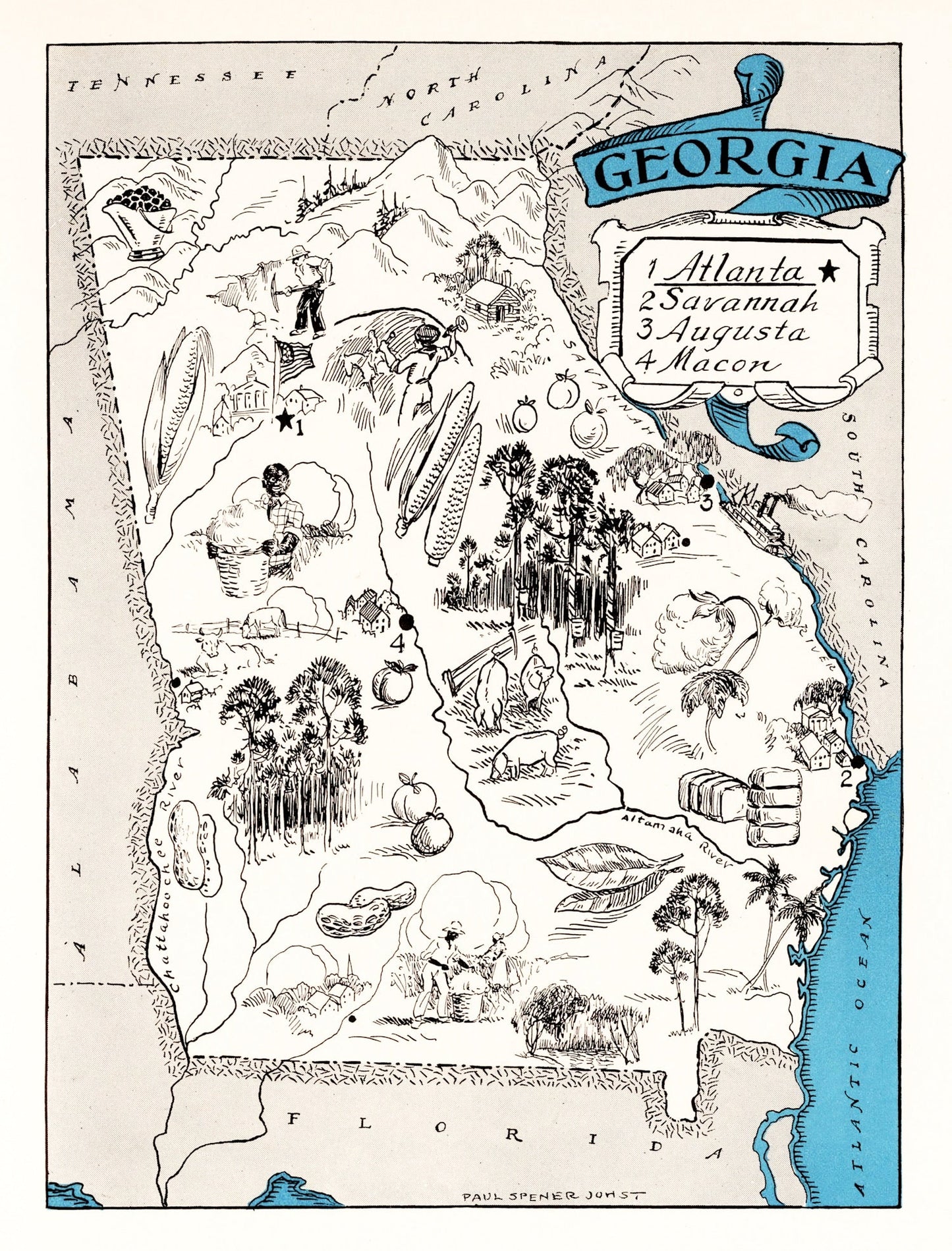Vintage Map of Georgia, 1931