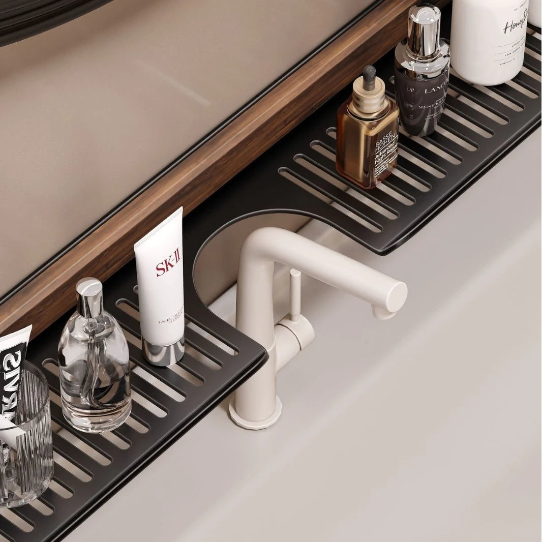 Bathroom Sink Organizer Shelf with Suction Cups for Faucet Space