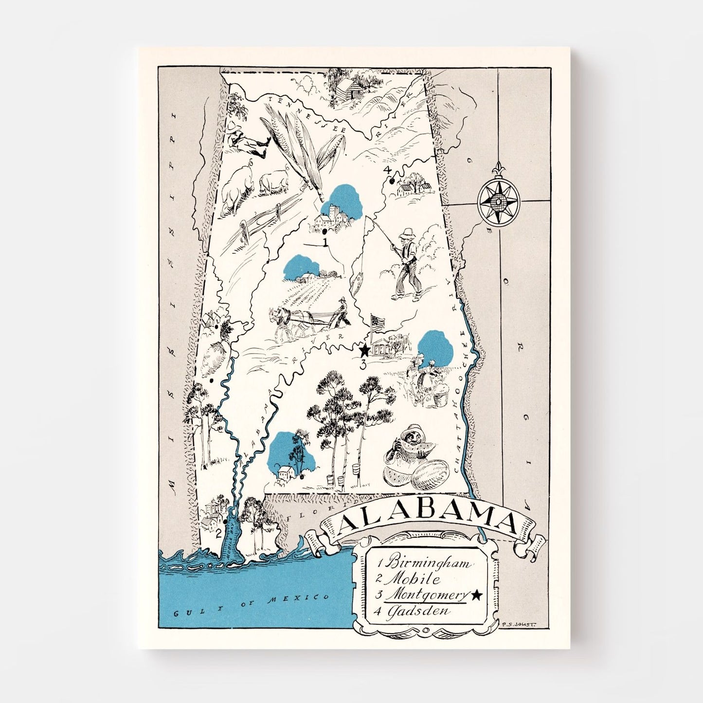 Vintage Map of Alabama, 1931