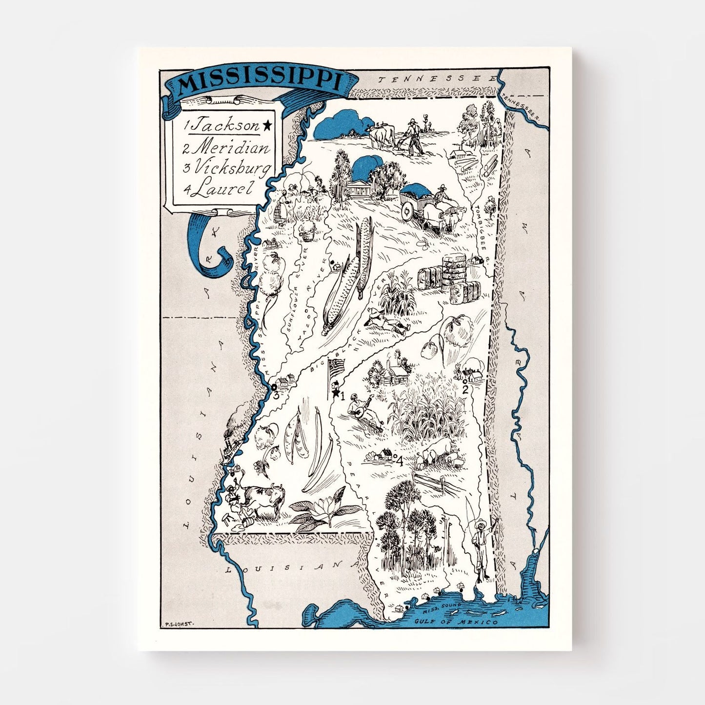 Vintage Map of Mississippi, 1931