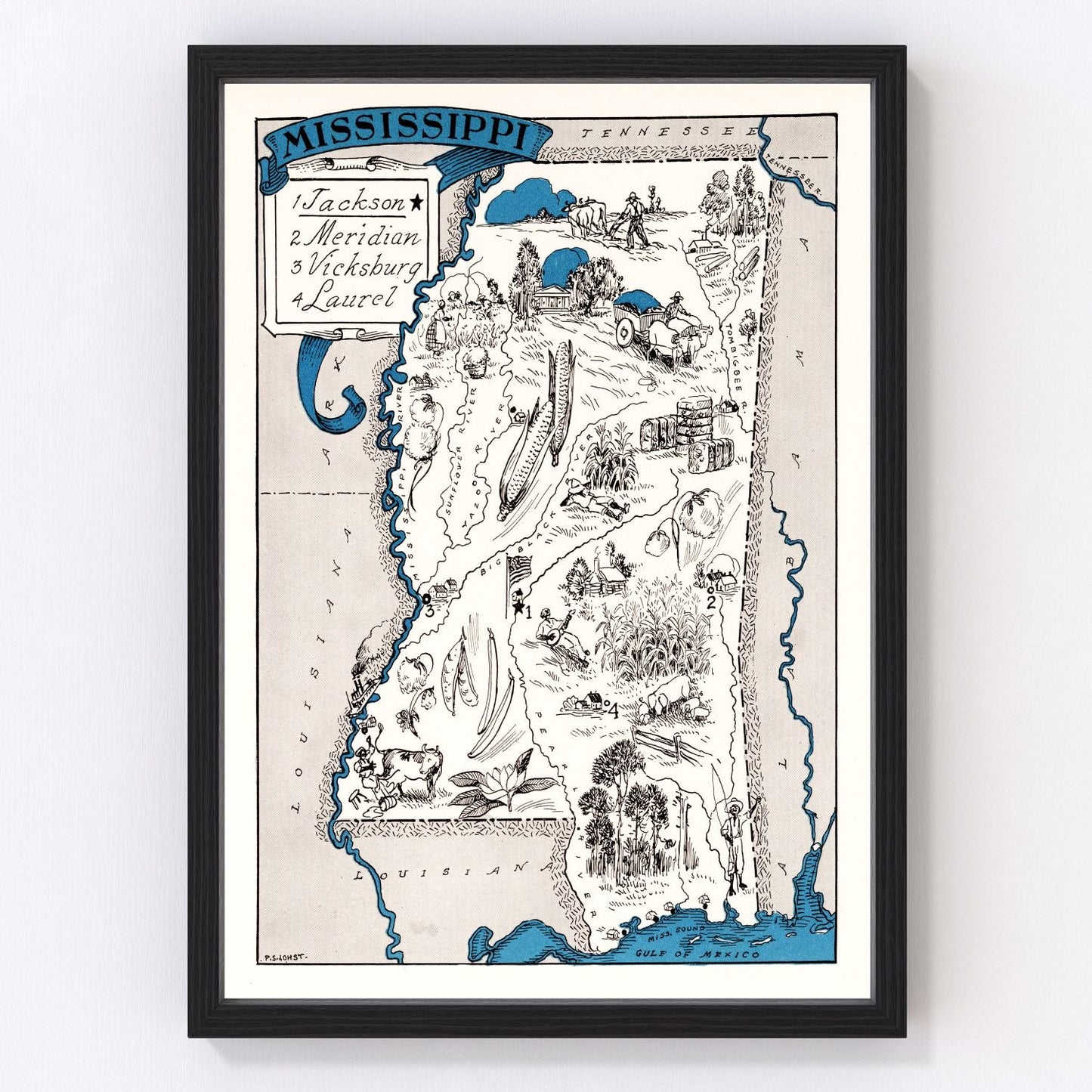 Vintage map of Mississippi, 1931