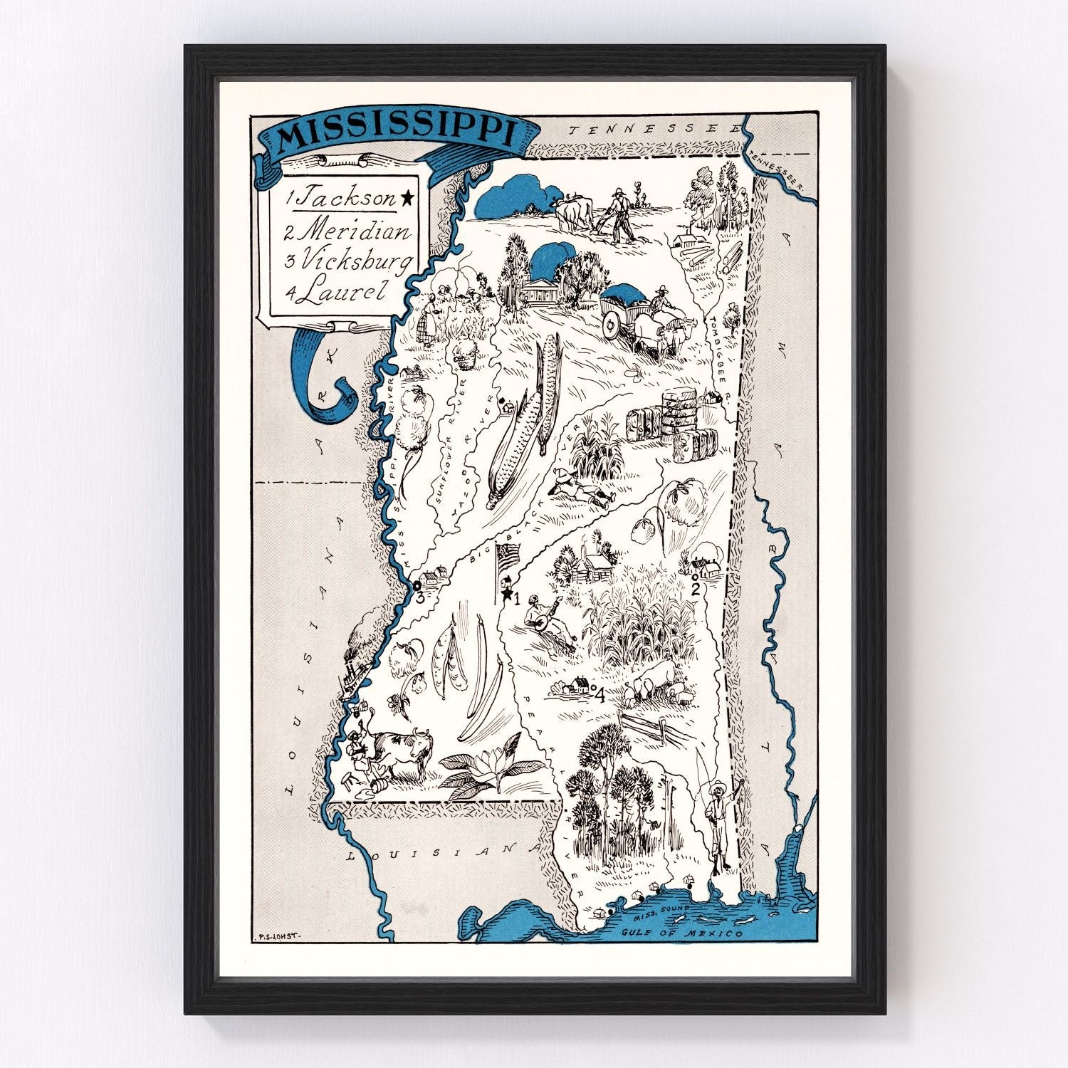 Vintage map of Mississippi, 1931