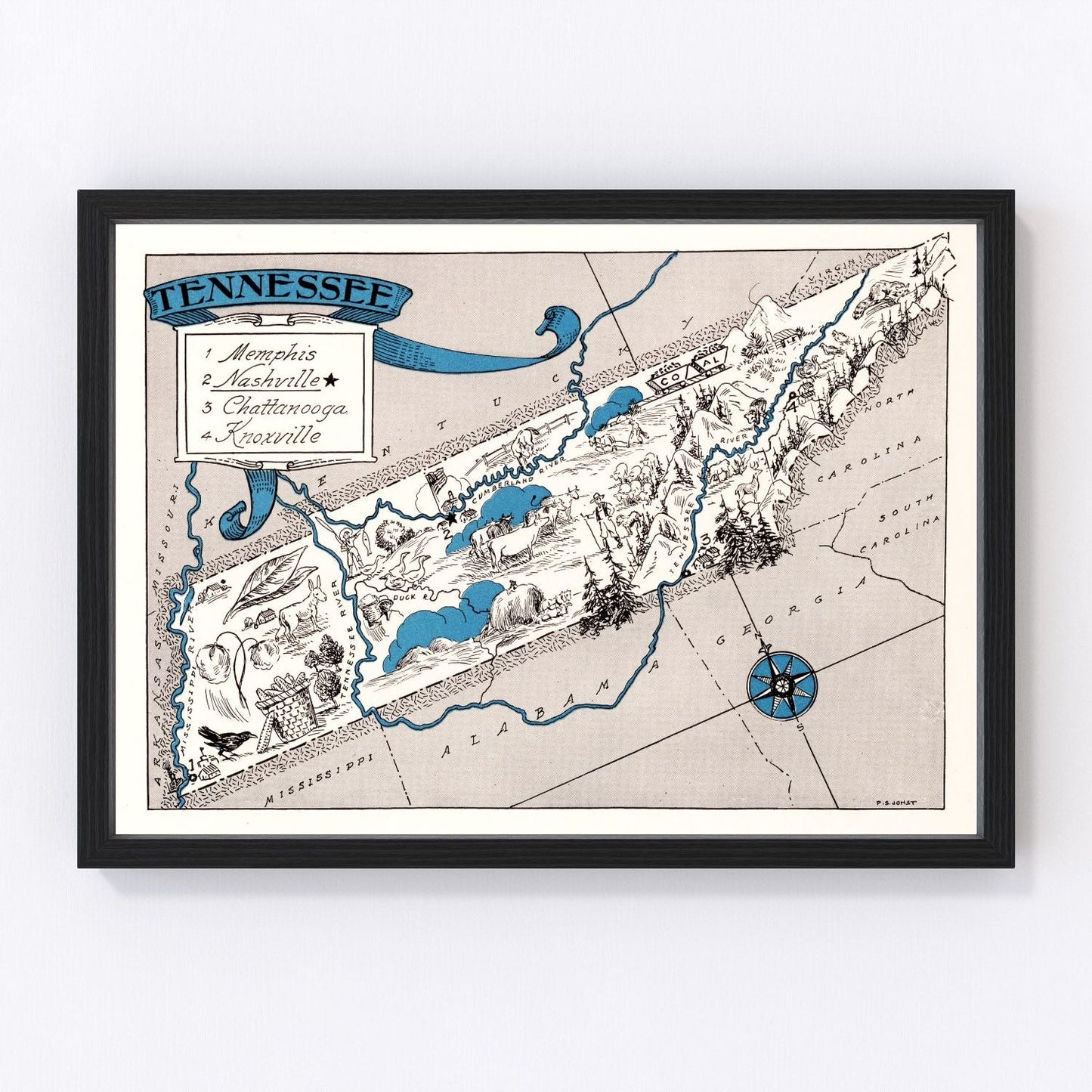 vintage map of Tennessee, 1931