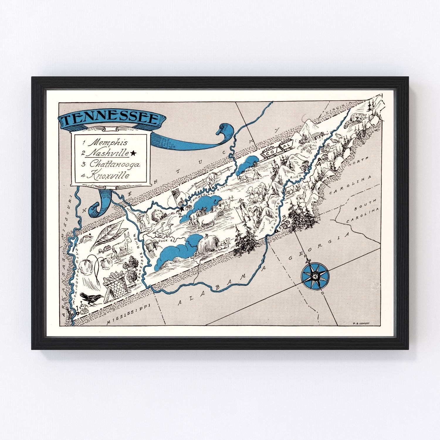 vintage map of Tennessee, 1931