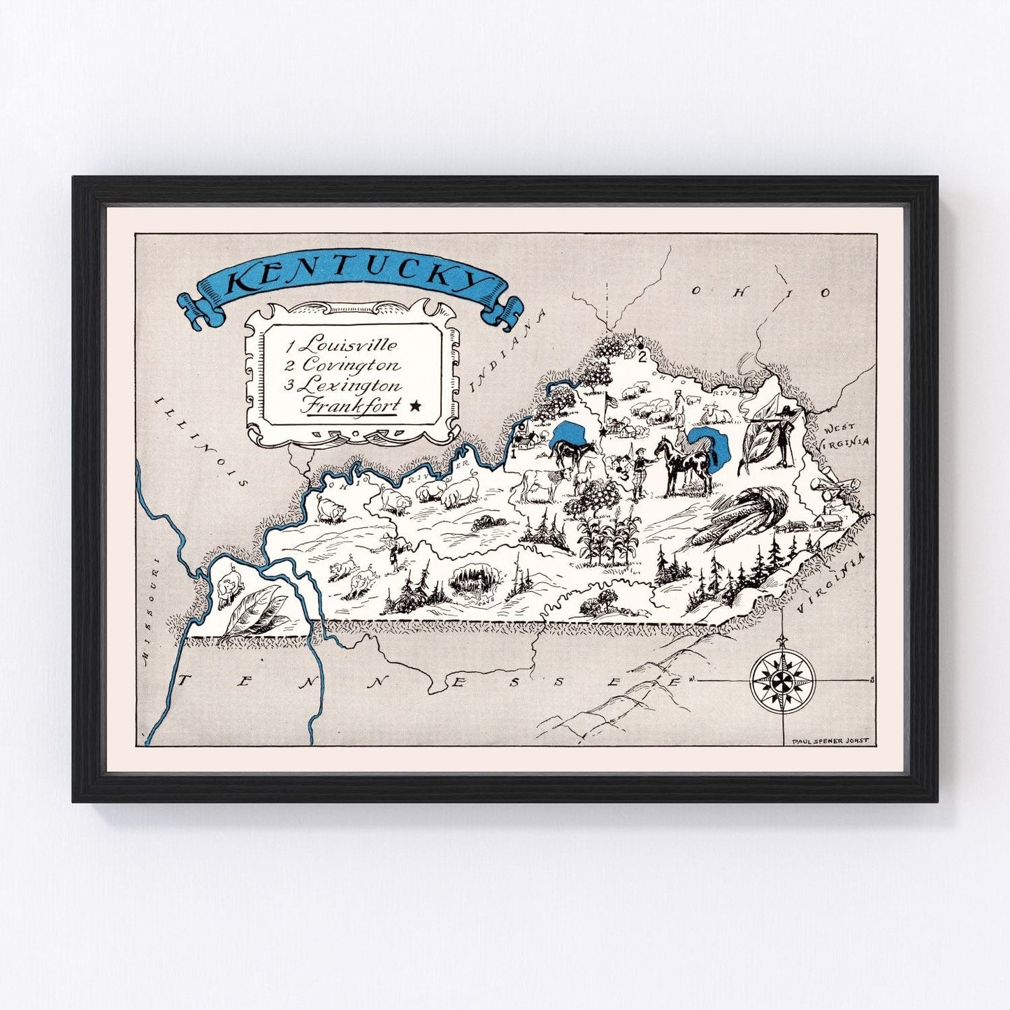 Vintage map of Kentucky, 1931