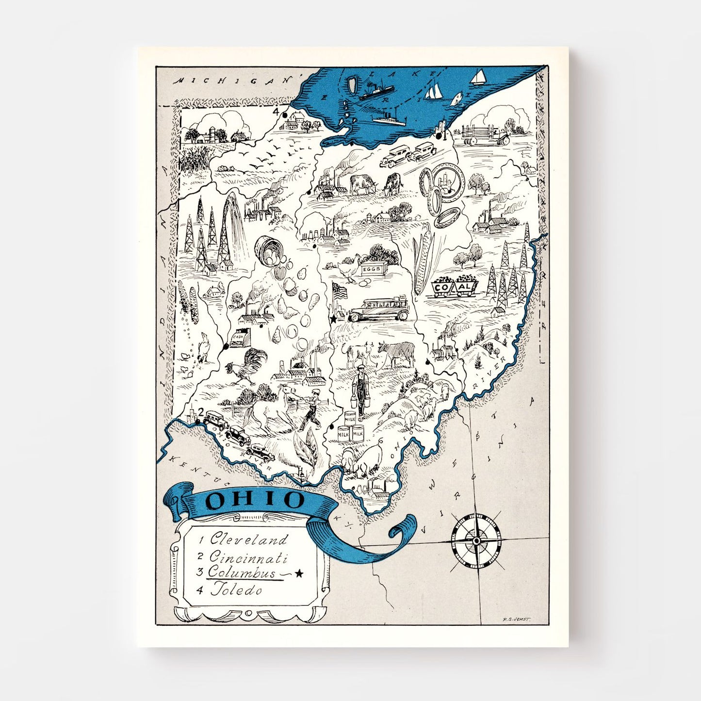 Vintage Map of Ohio, 1931