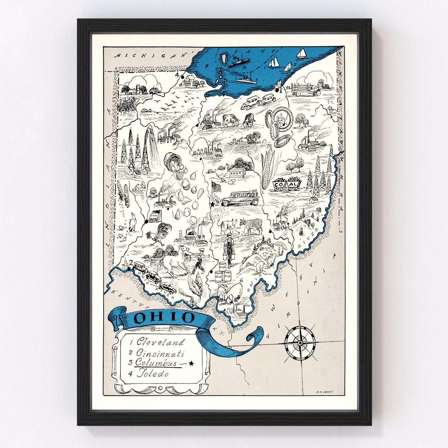 Vintage map of Ohio, 1931