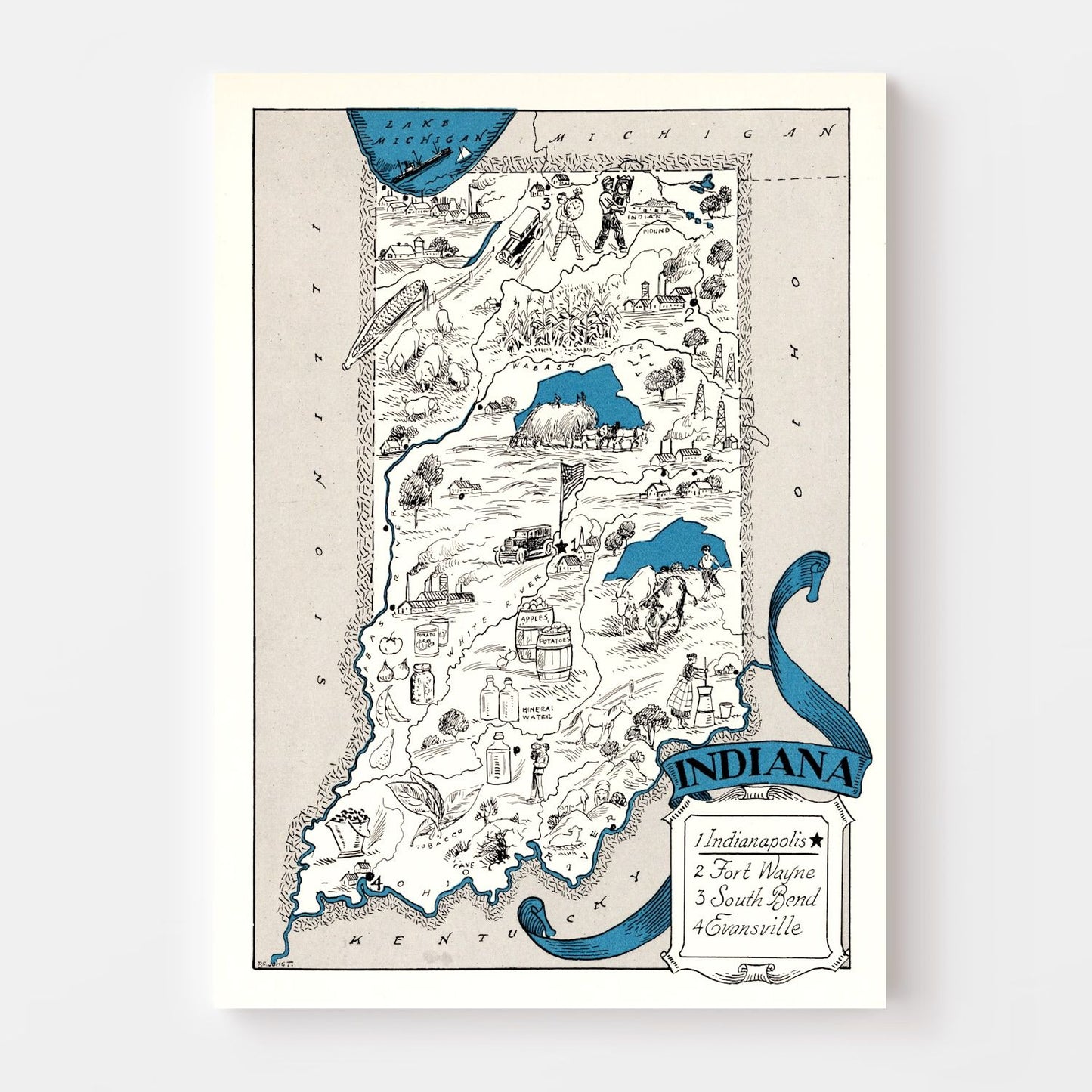Vintage Map of Indiana, 1931