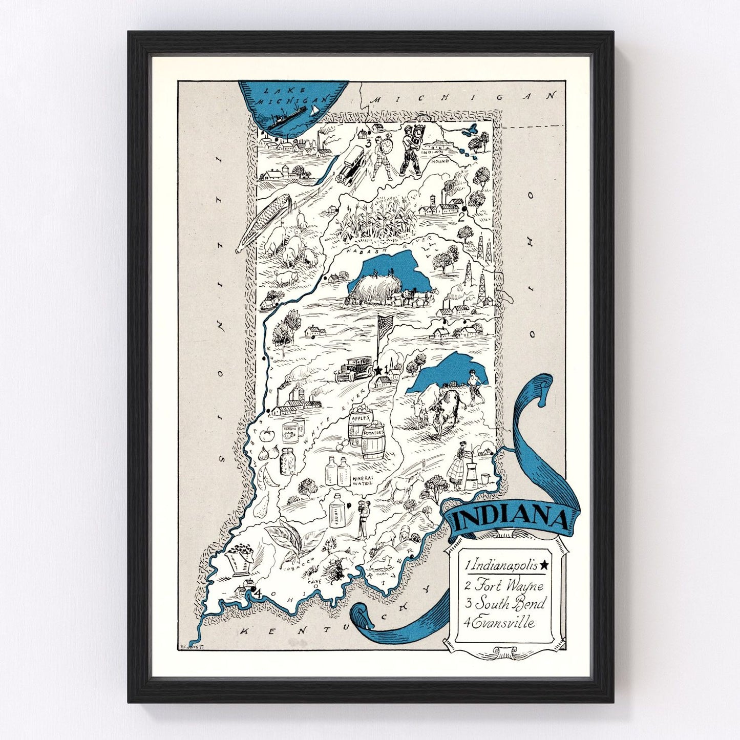 Vintage map of Indiana, 1931