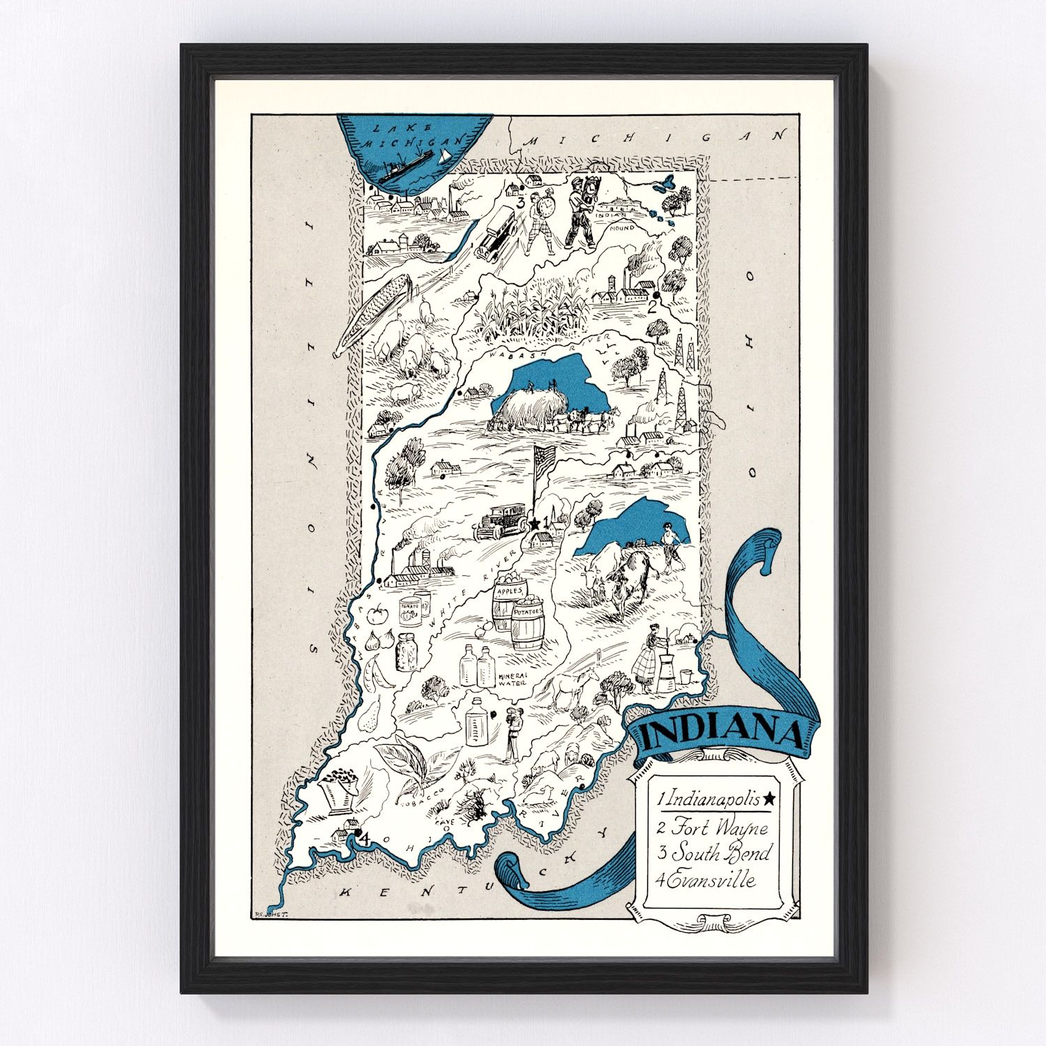 Vintage map of Indiana, 1931