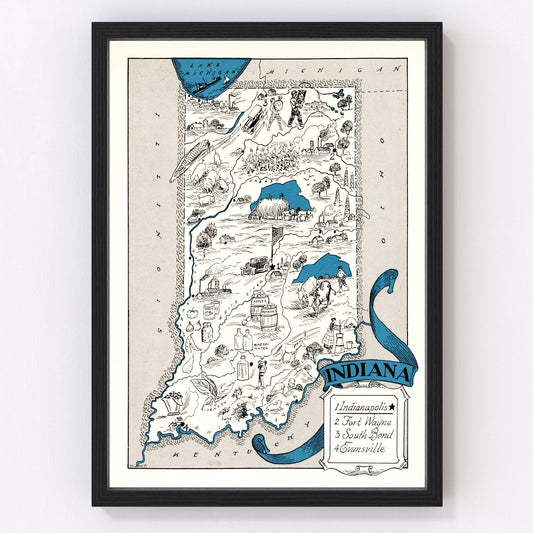 Vintage map of Indiana, 1931