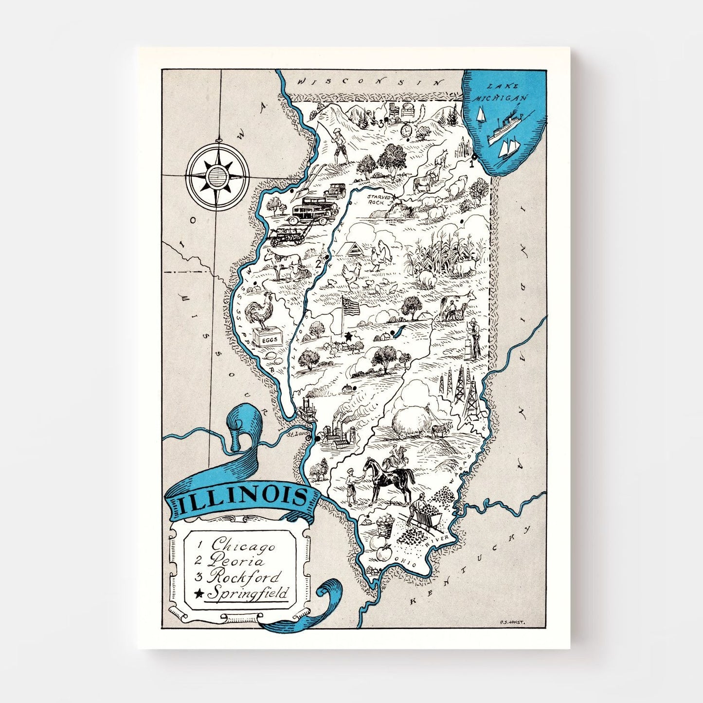 Vintage Map of Illinois, 1931