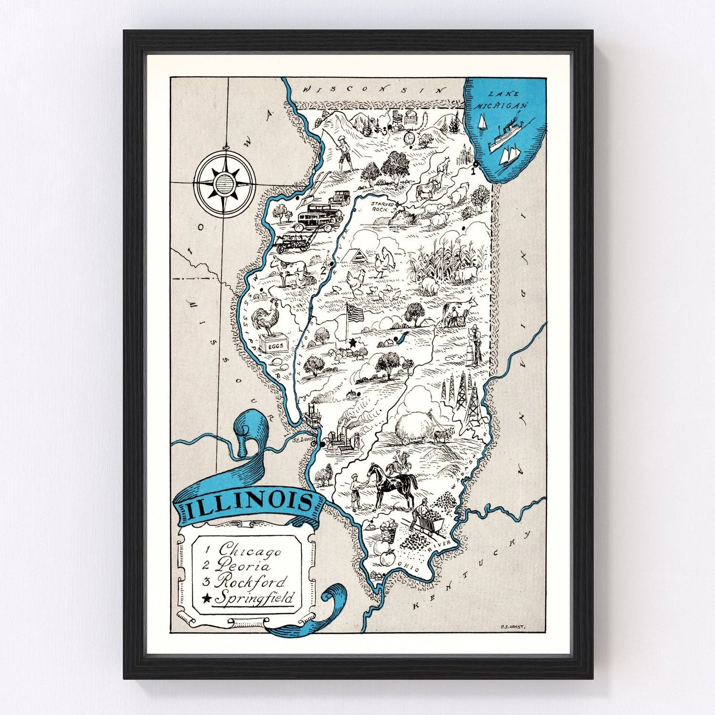 Vintage map of Illinois, 1931