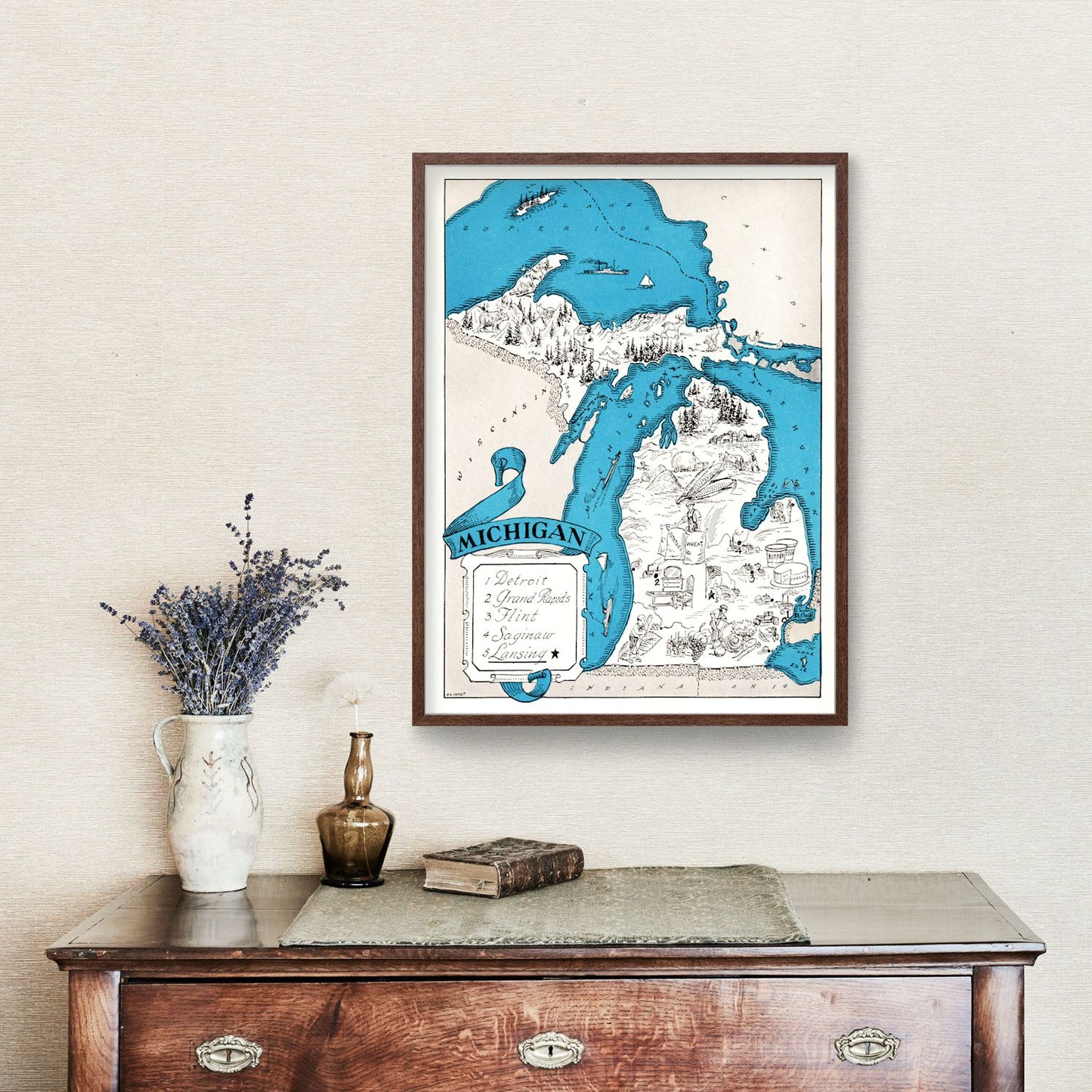 Vintage Map of Michigan, 1931