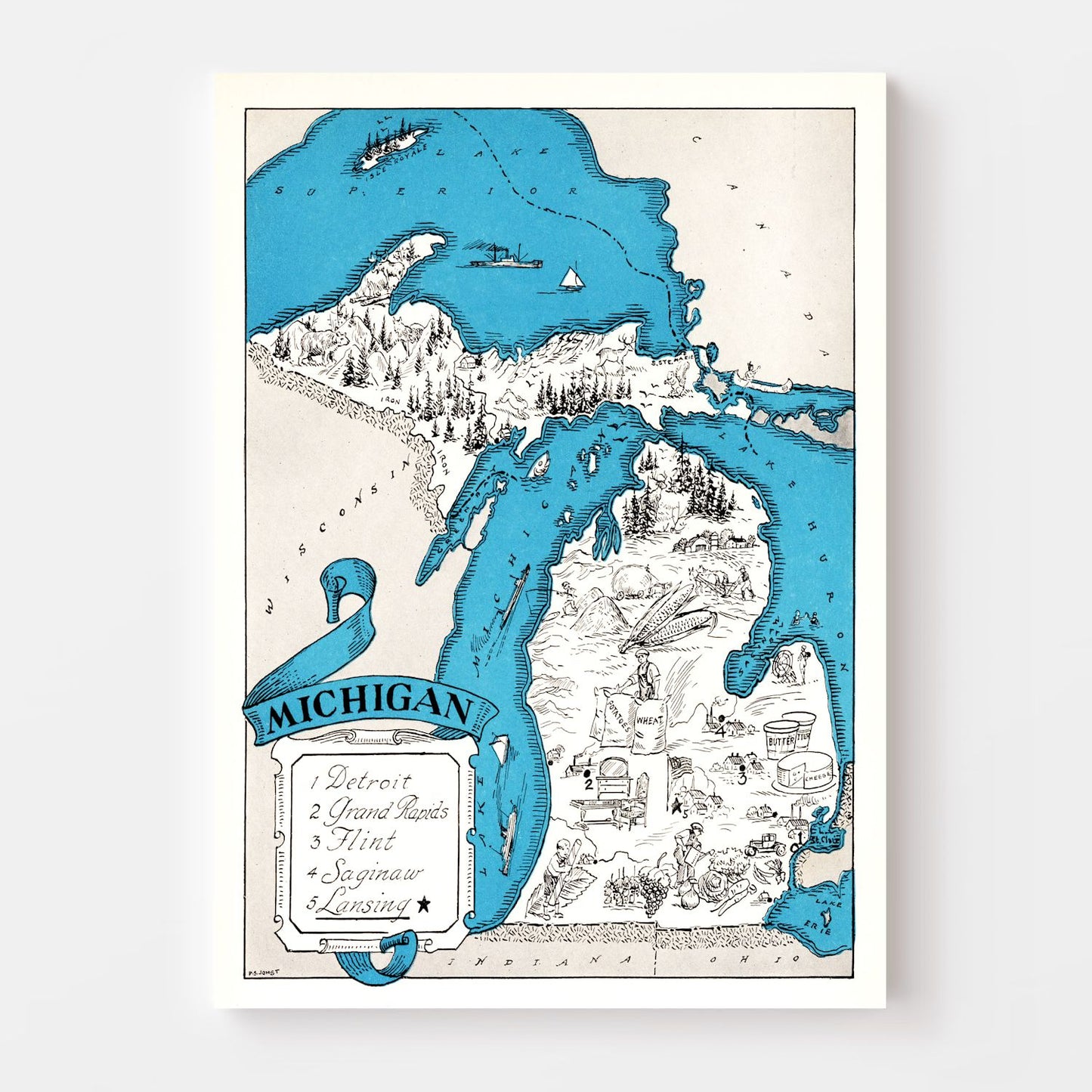 Vintage Map of Michigan, 1931