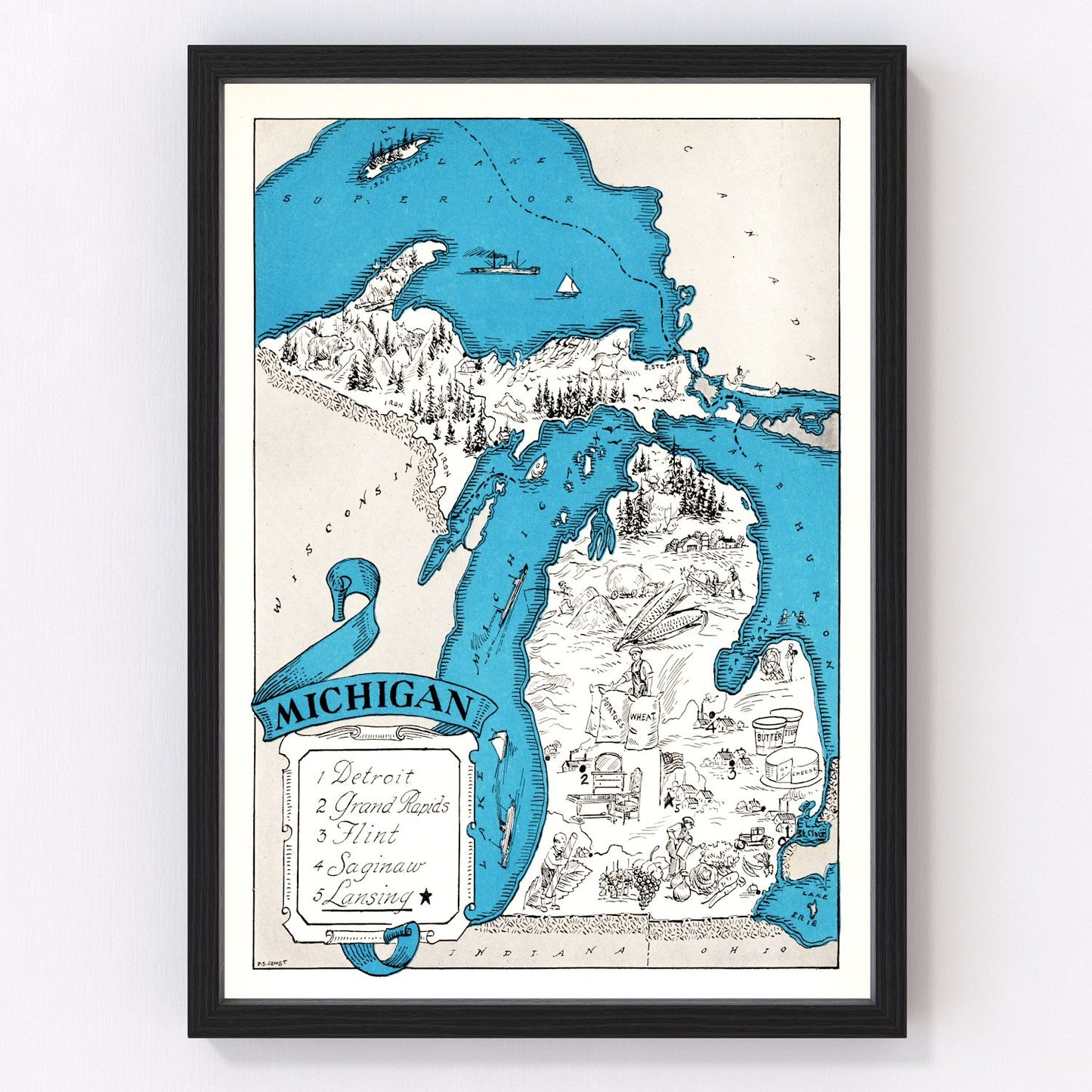 vintage map of Michigan, 1931