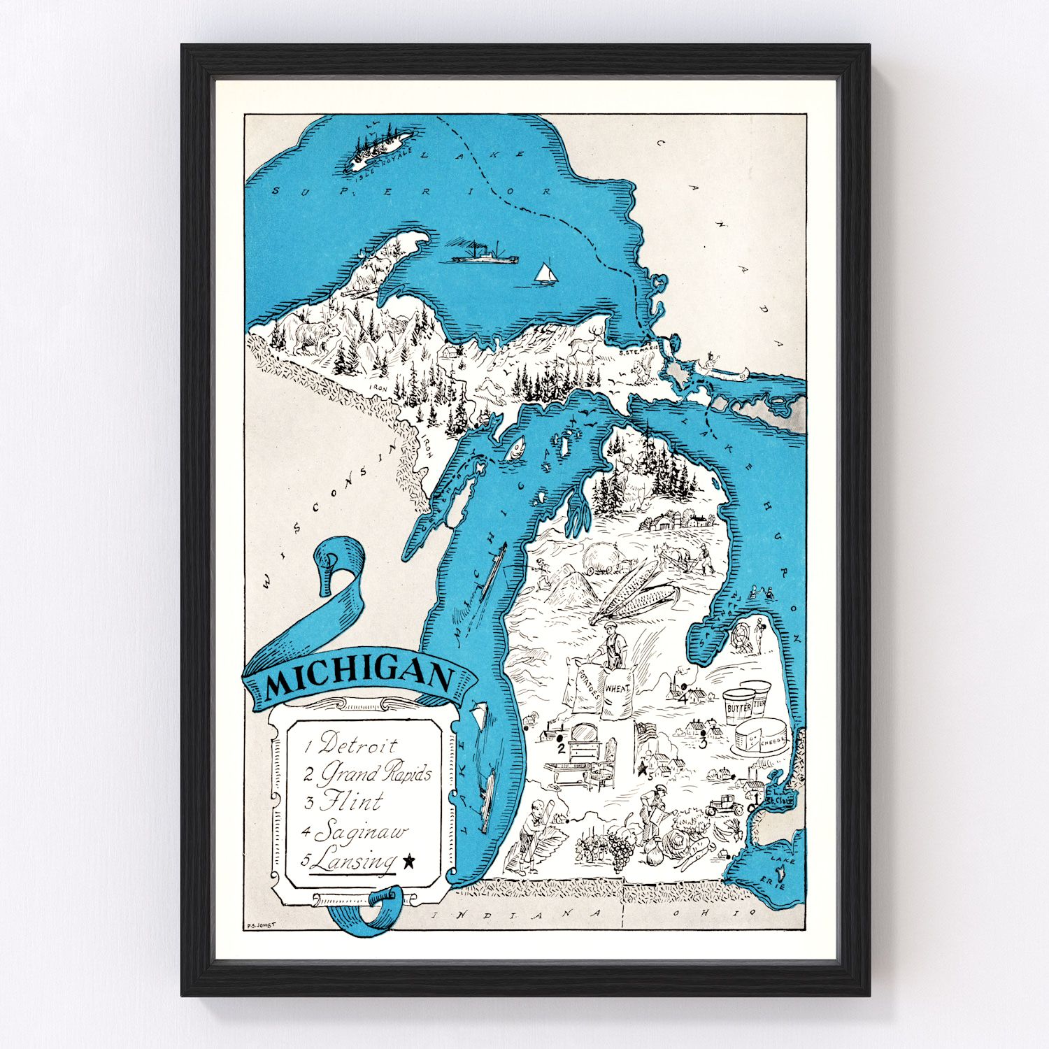 vintage map of Michigan, 1931