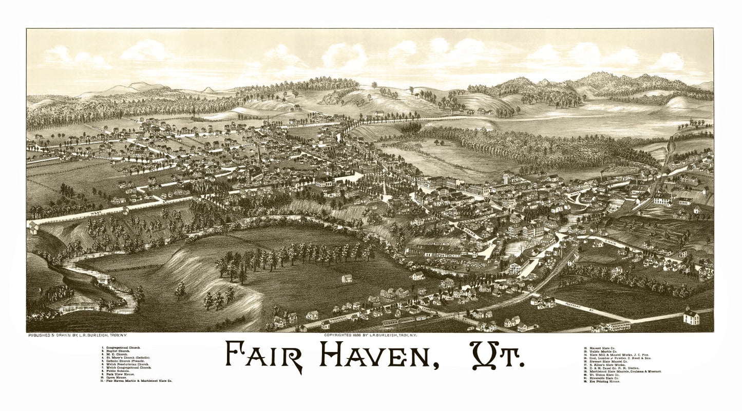 Vintage Map of Fair Haven, Vermont, 1886