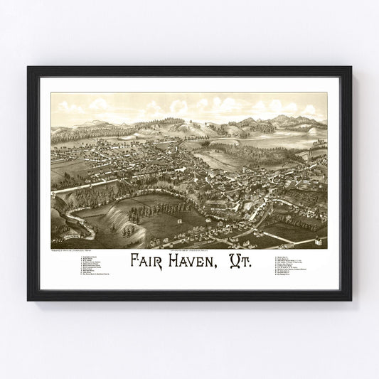 Vintage map of Fair Haven, Vermont, 1886