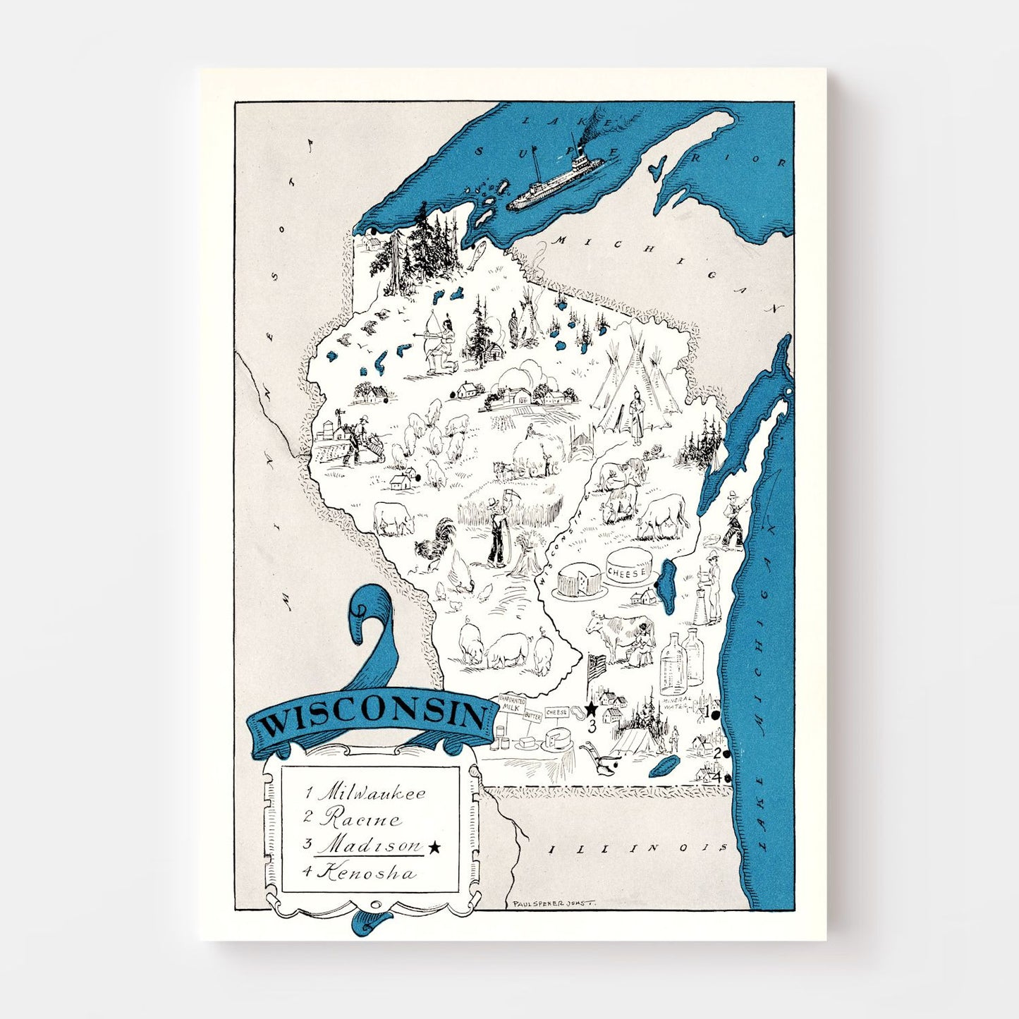Vintage Map of Wisconsin, 1931