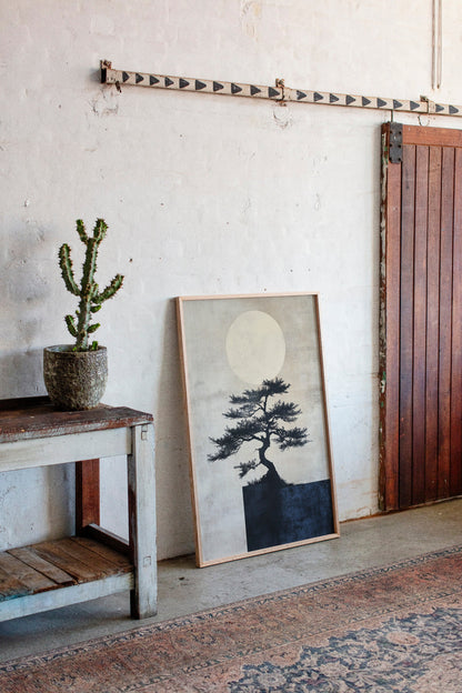 Zen Bonsai Tree Minimalist Japanese Wall Art