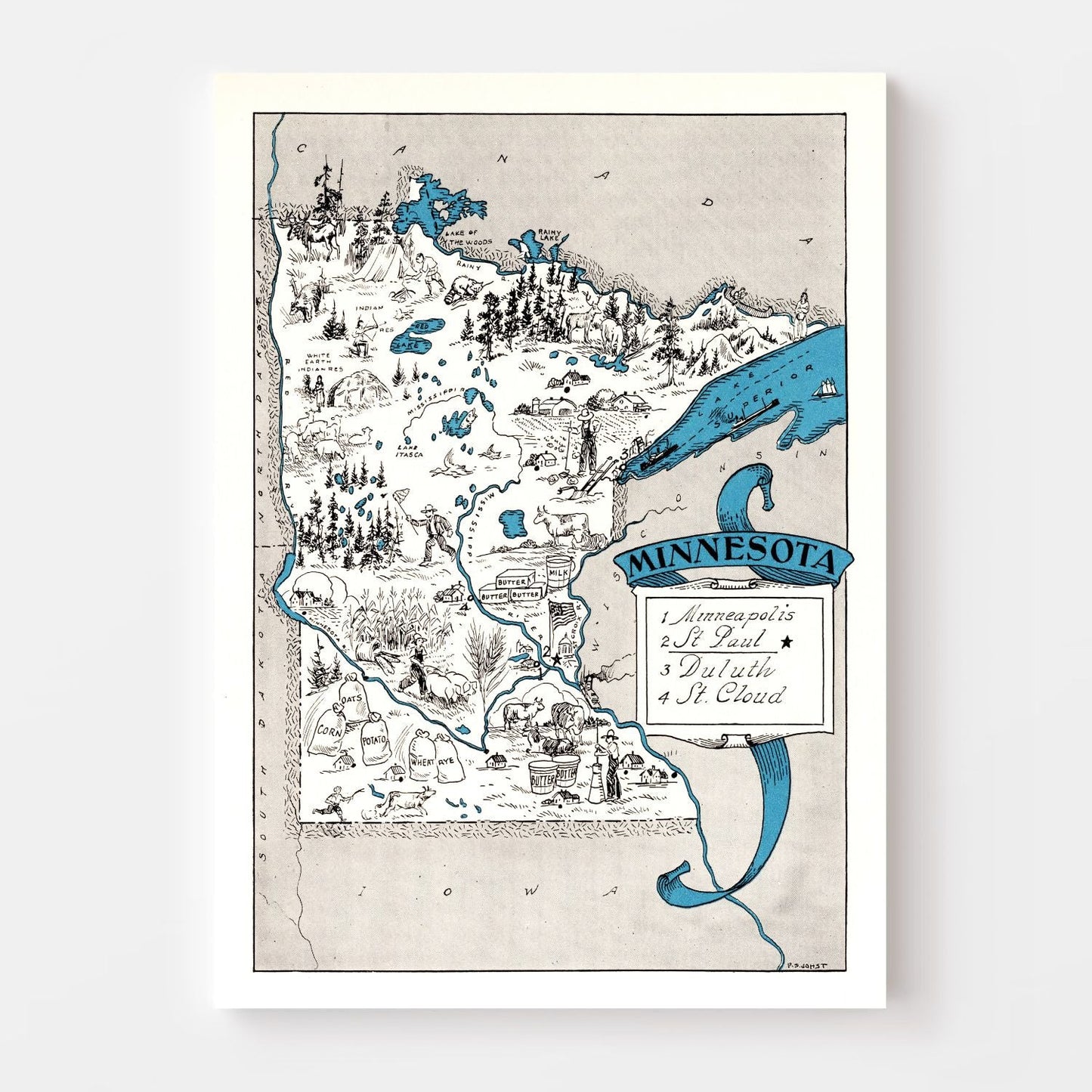 Vintage Map of Minnesota, 1931