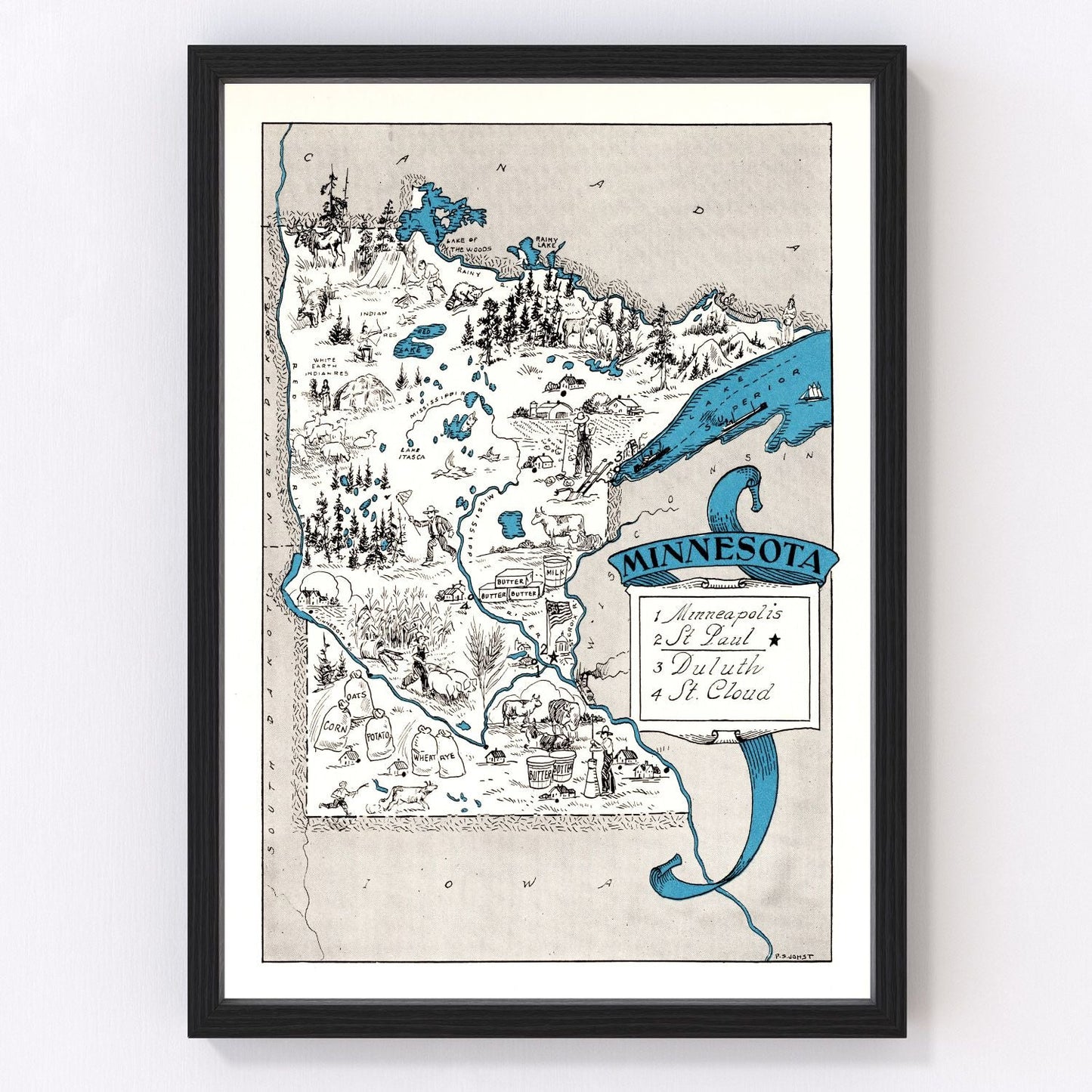 vintage map of Minnesota, 1931