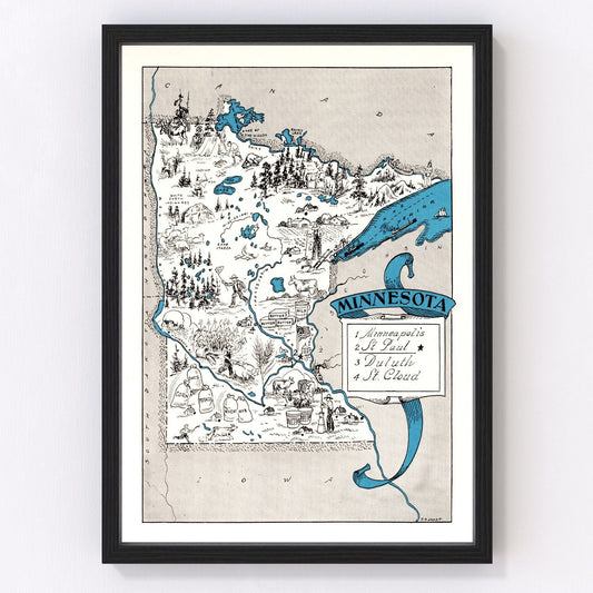 vintage map of Minnesota, 1931