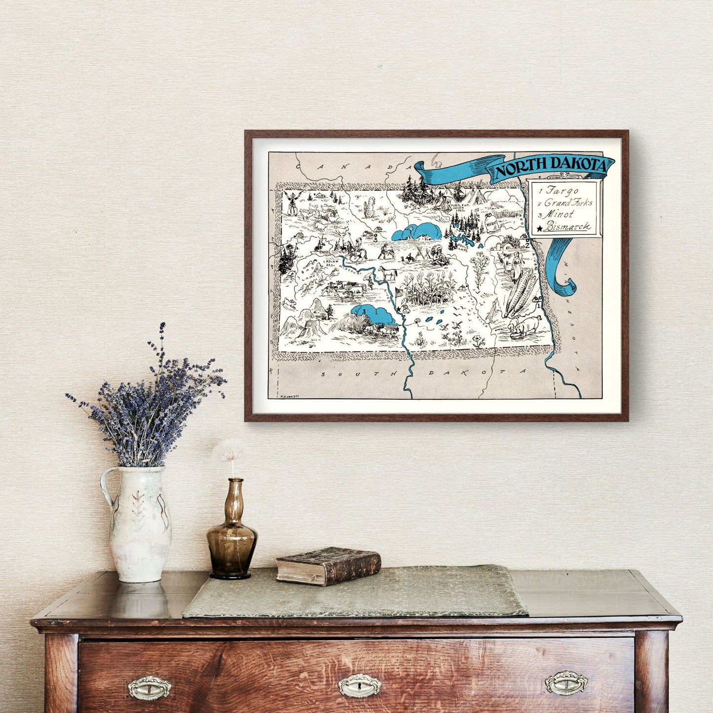 Vintage Map of North Dakota, 1931