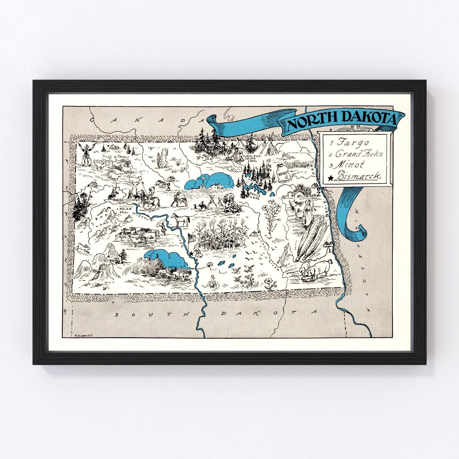 vintage map of North Dakota, 1931