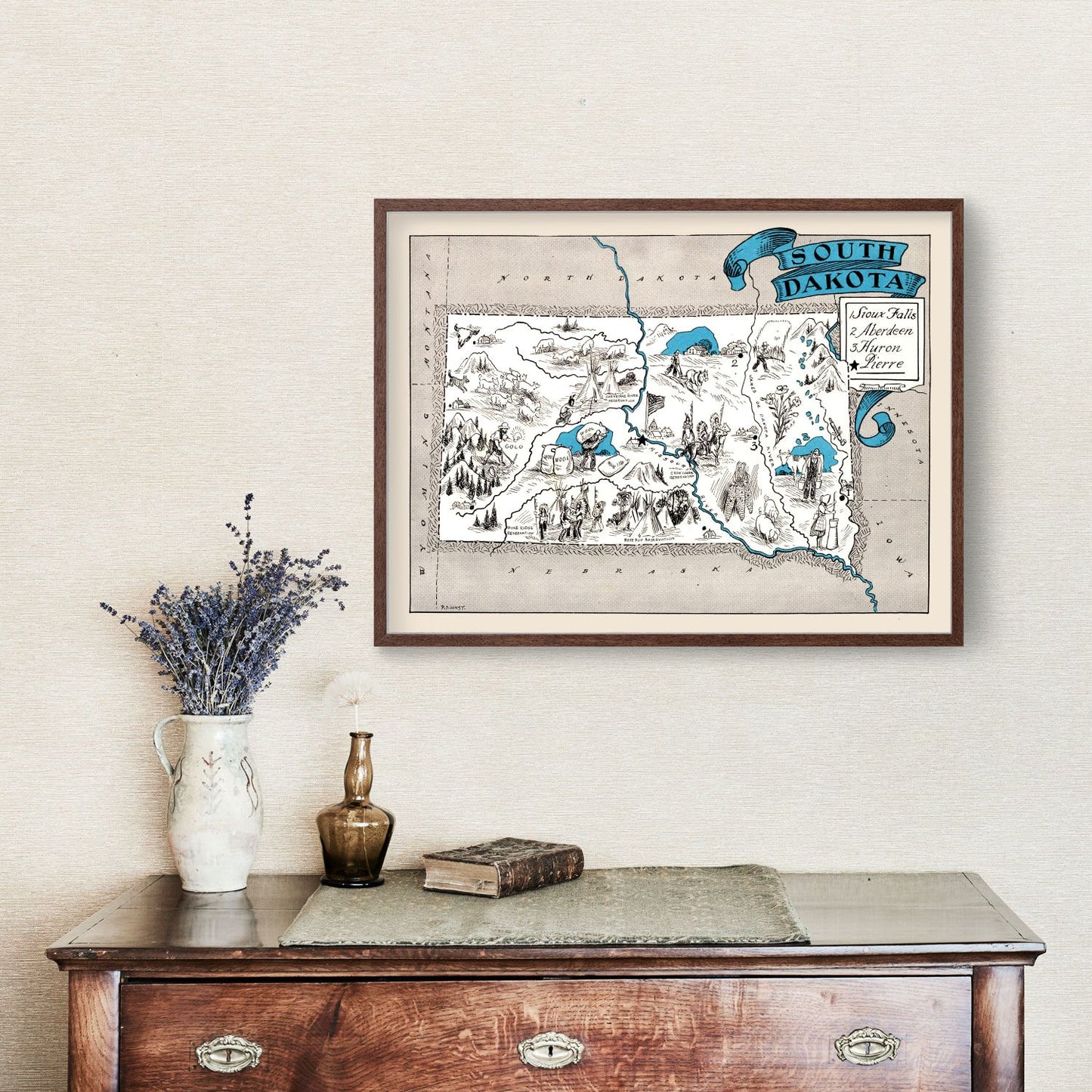 Vintage Map of South Dakota, 1931