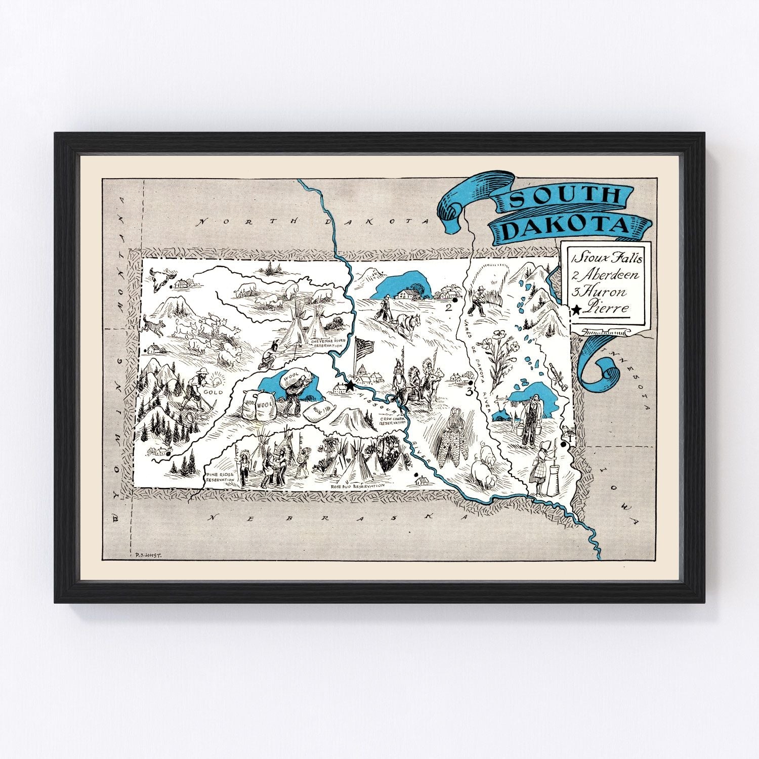 vintage map of South Dakota, 1931