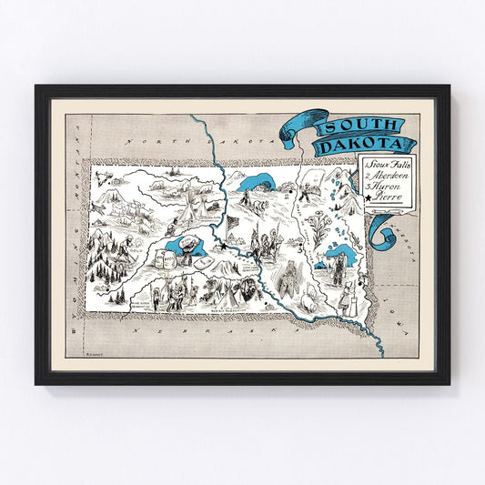 vintage map of South Dakota, 1931