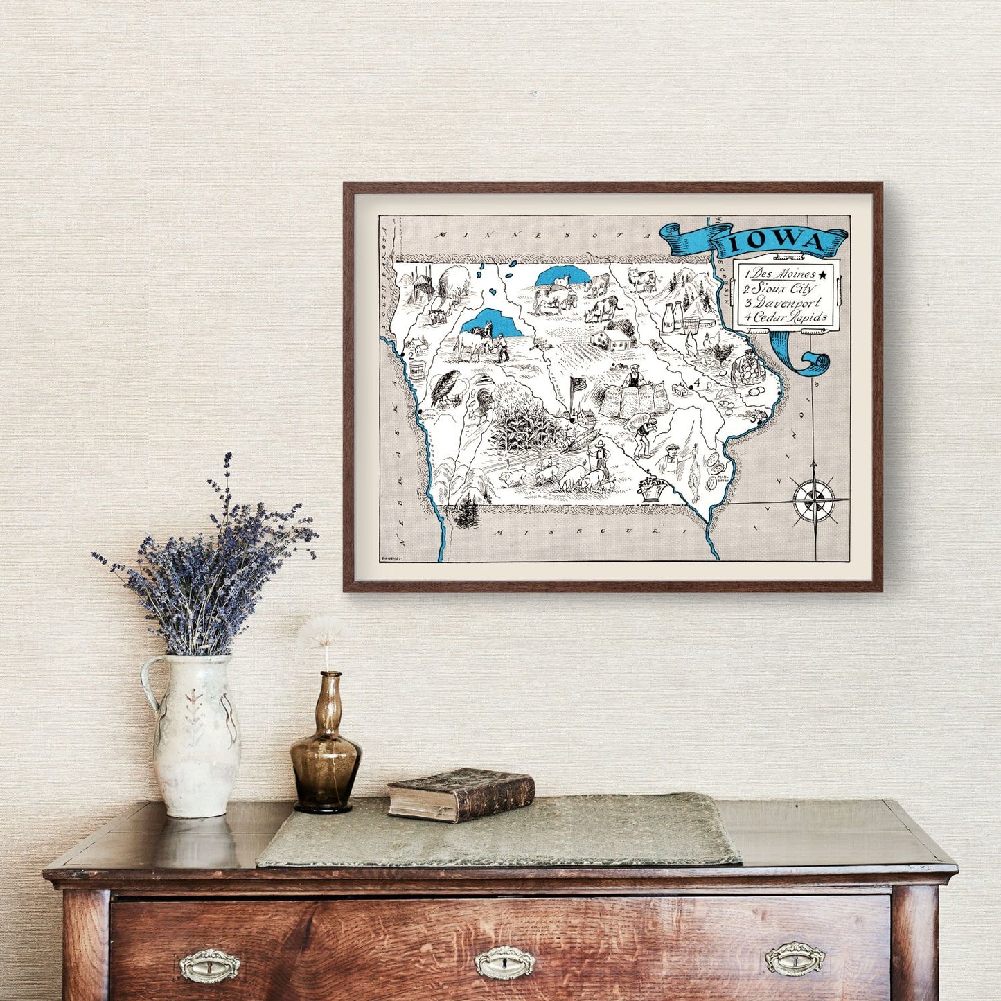 Vintage Map of Iowa, 1931