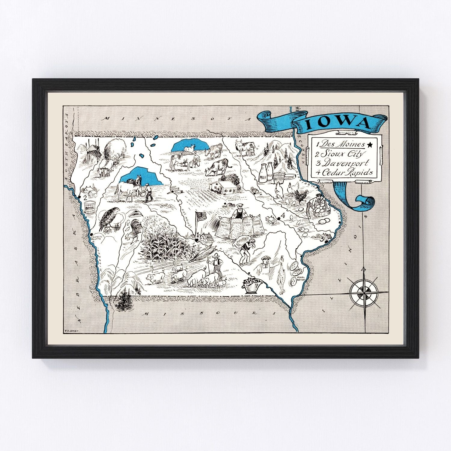 Vintage map of Iowa, 1931