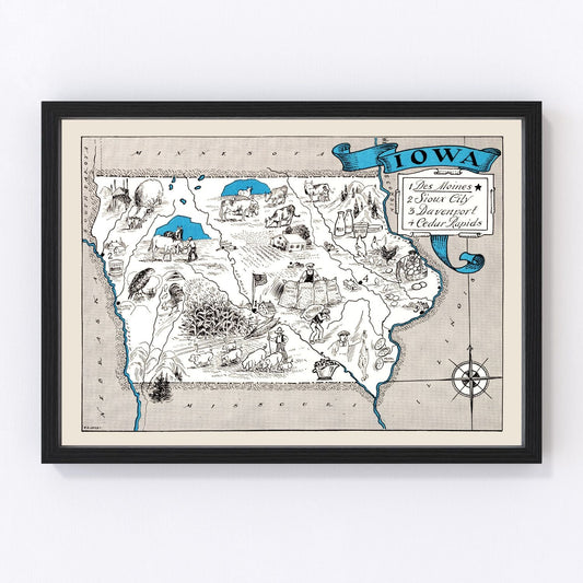 Vintage map of Iowa, 1931