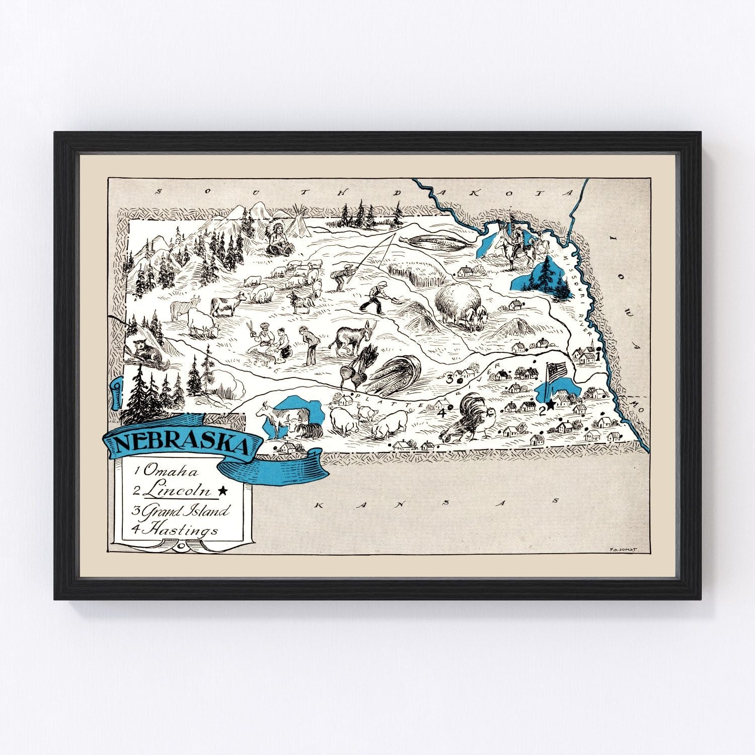 Vintage map of Nebraska, 1931