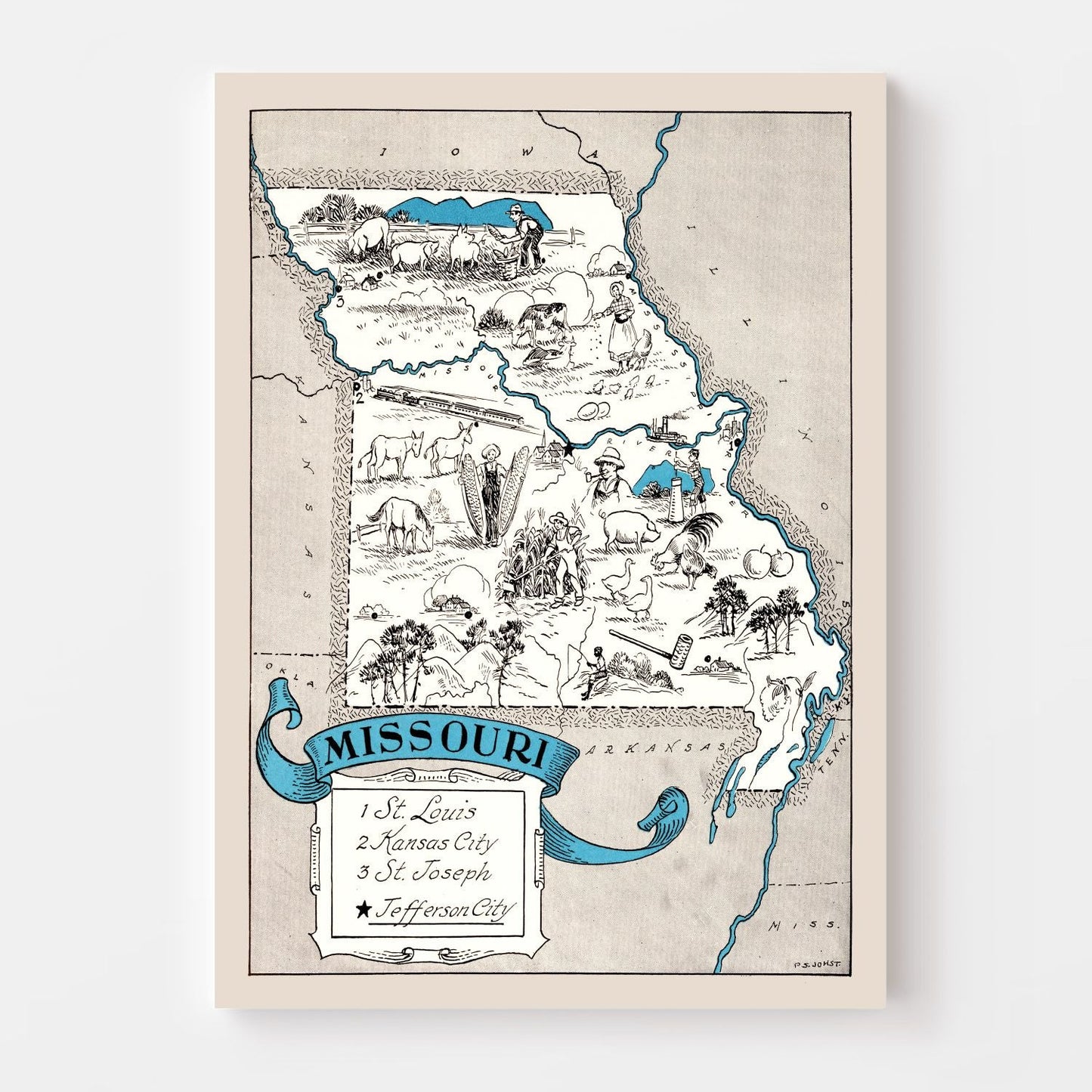 Vintage Map of Missouri, 1931