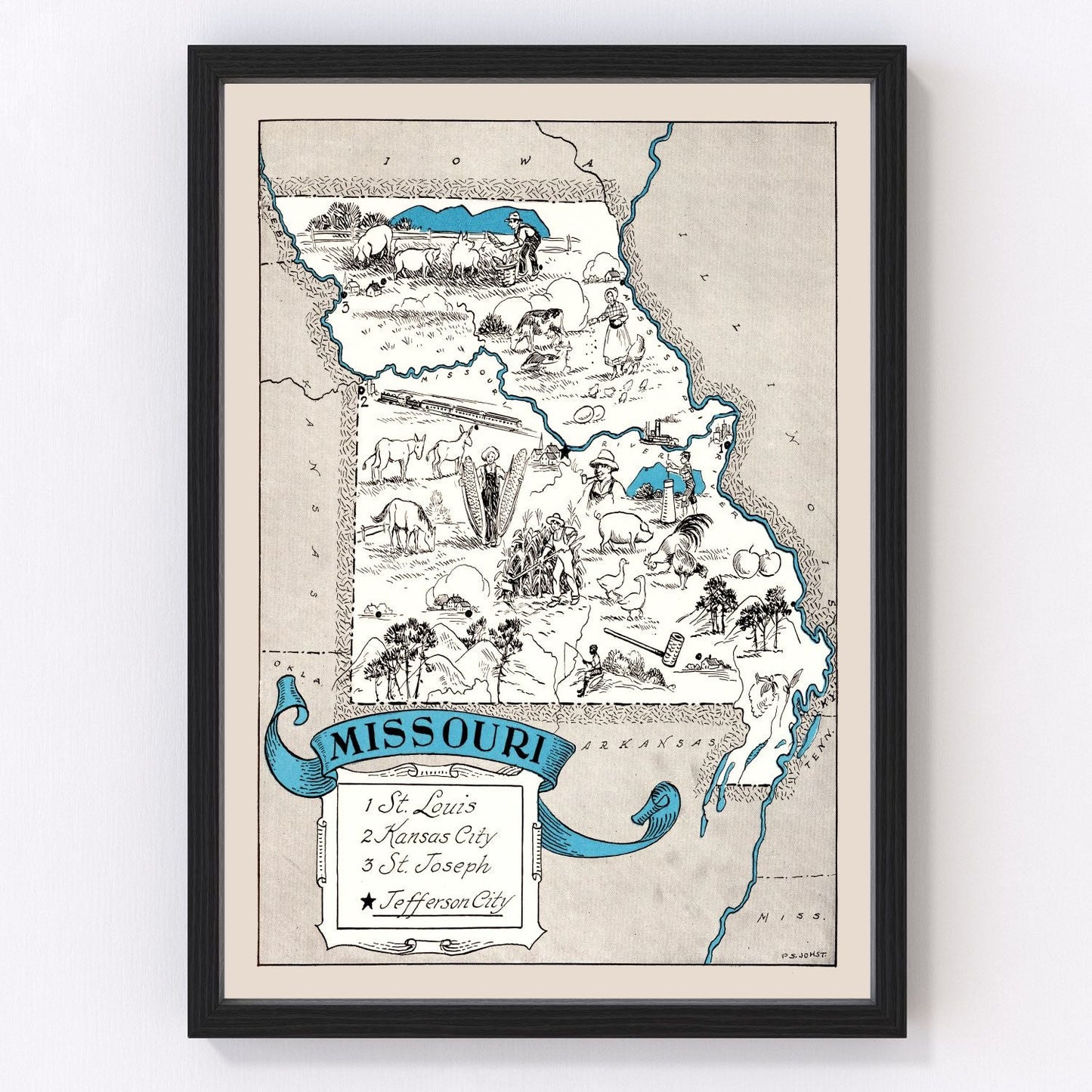 Vintage map of Missouri, 1931