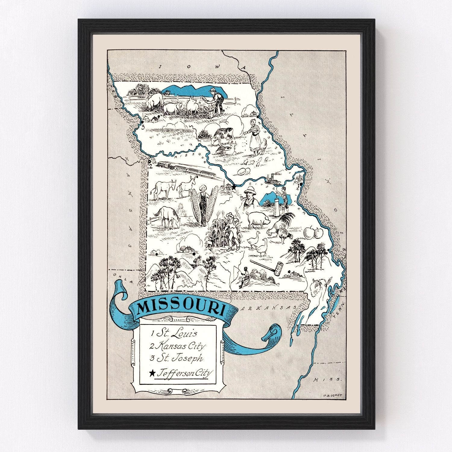 Vintage map of Missouri, 1931