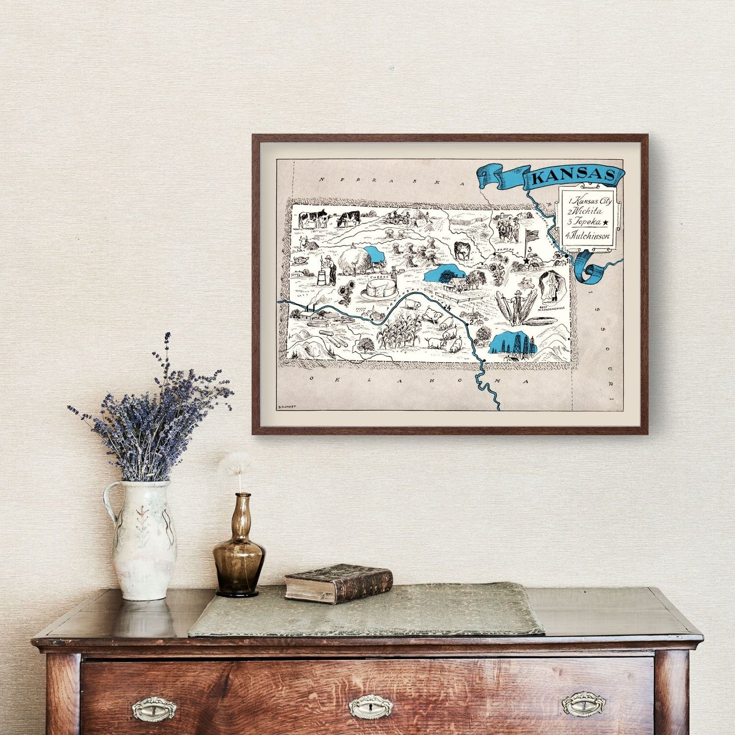 Vintage Map of Kansas, 1931