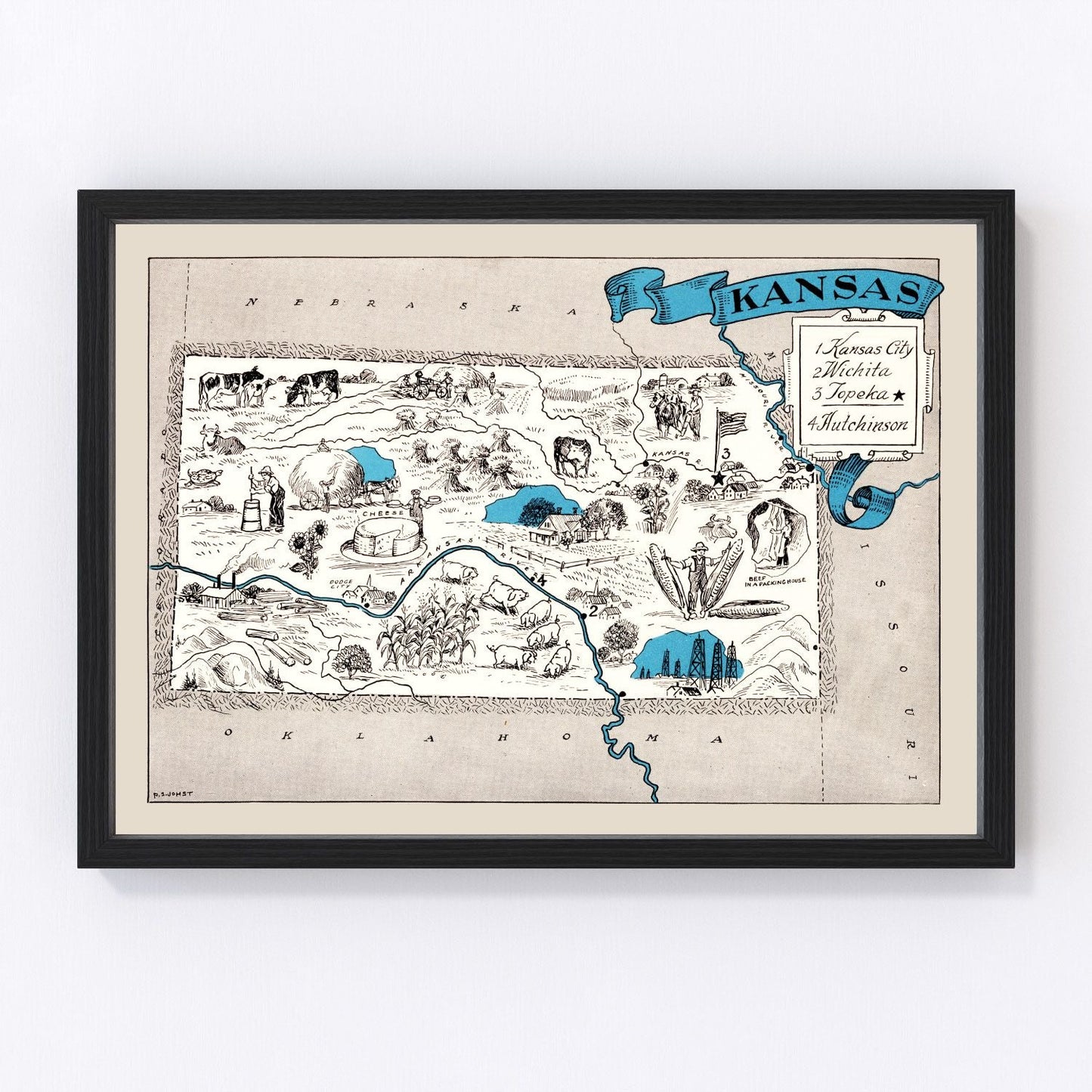 Vintage map of Kansas, 1931