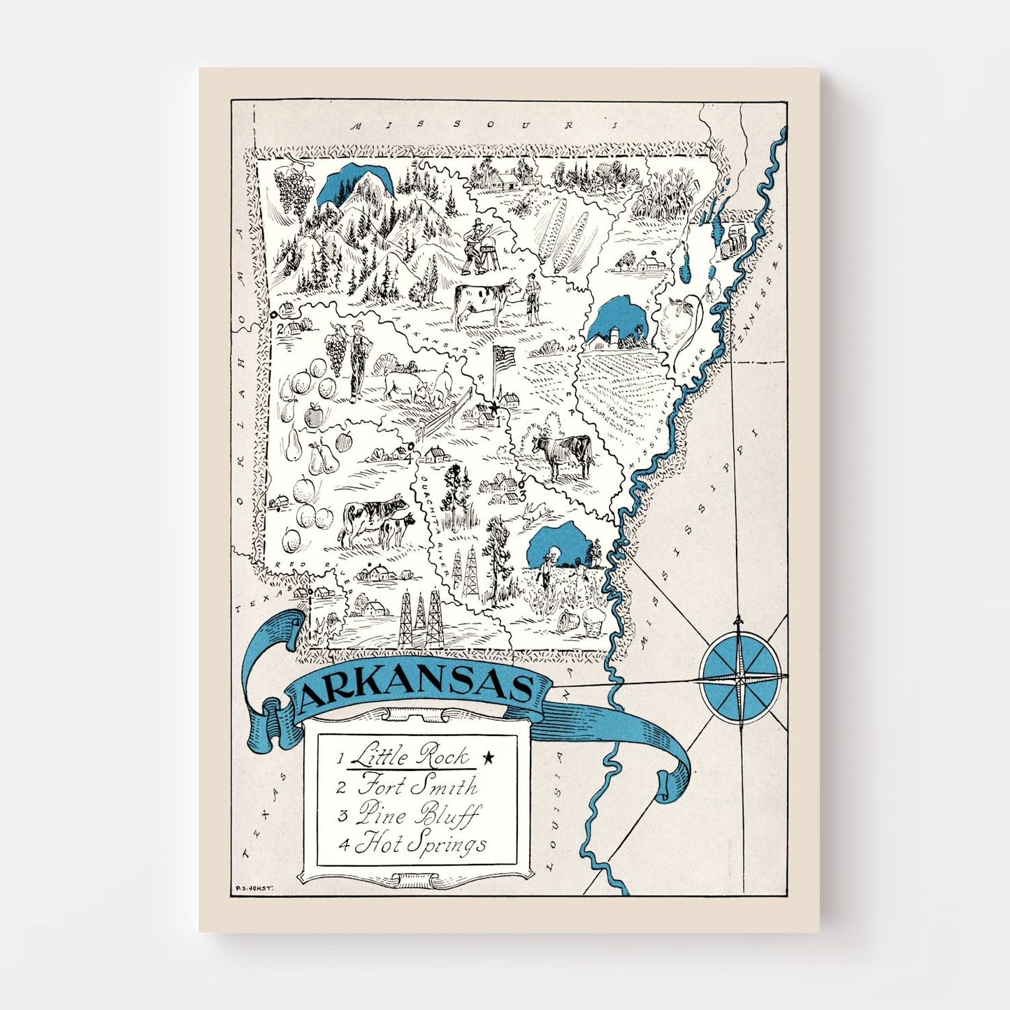 Vintage Map of Arkansas, 1931