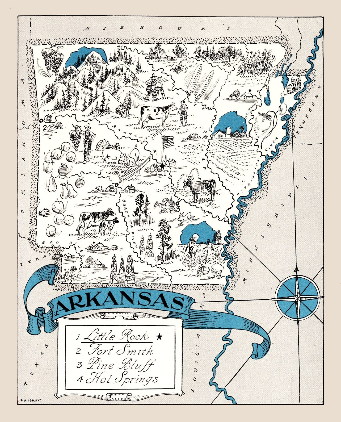 Vintage Map of Arkansas, 1931