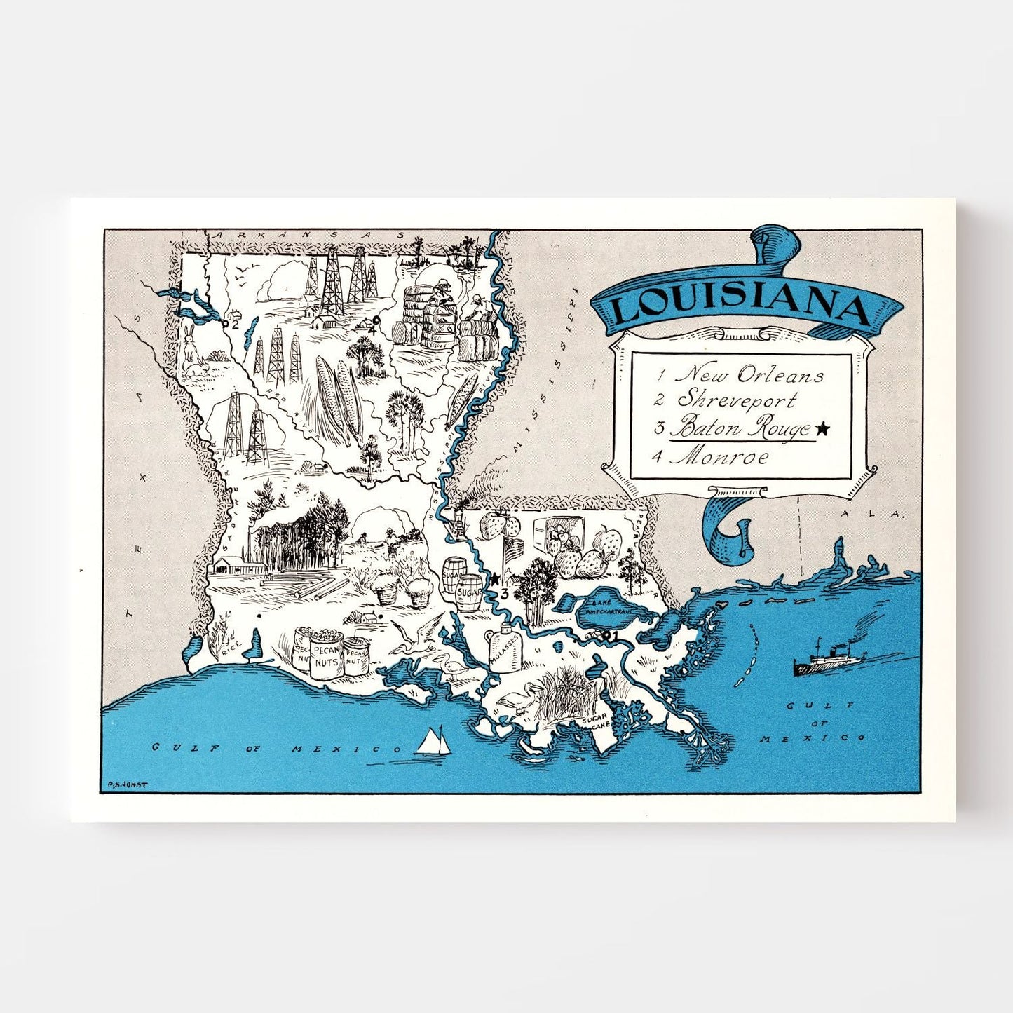 Vintage Map of Louisiana, 1931