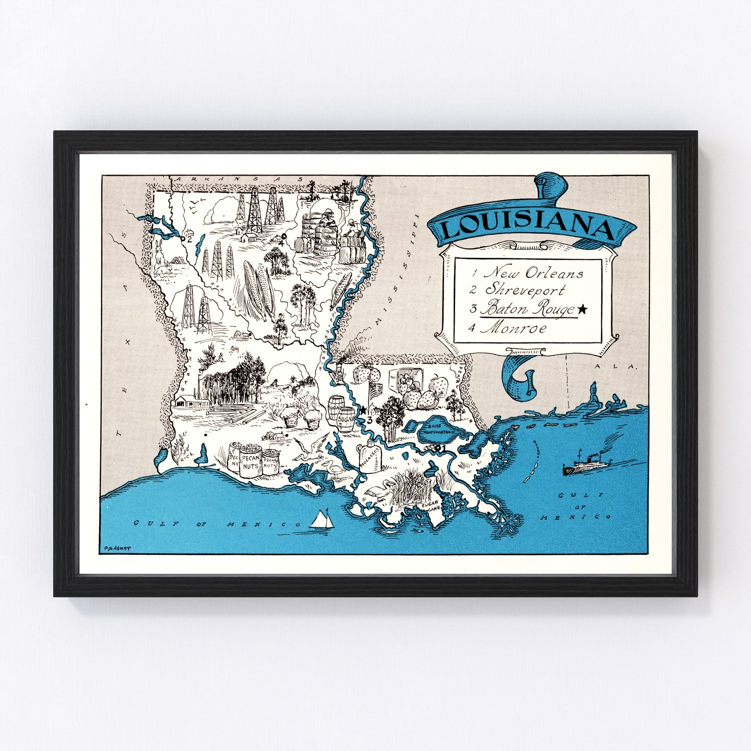 Vintage map of Louisiana, 1931